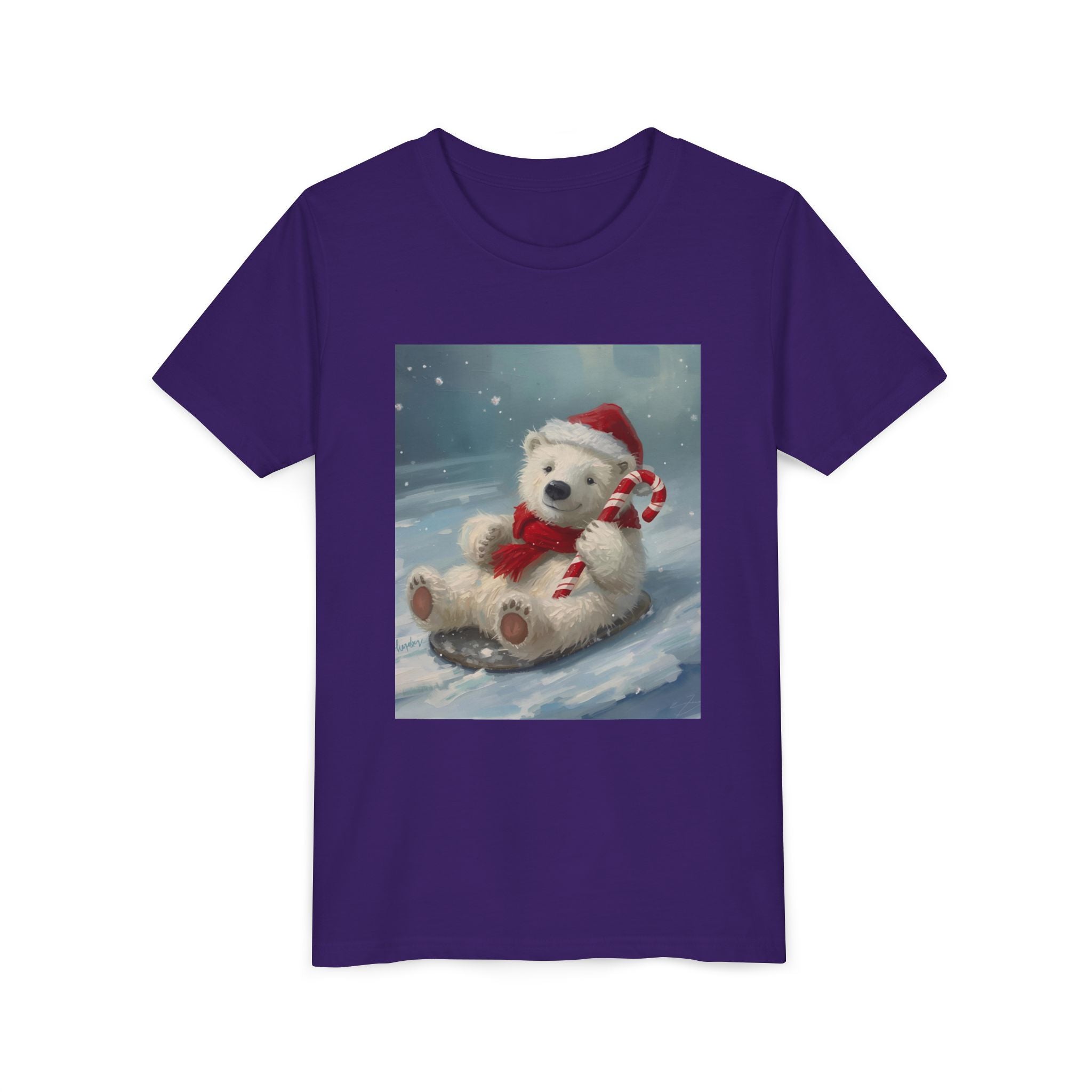 Cute Christmas Bear Youth Short Sleeve Tee