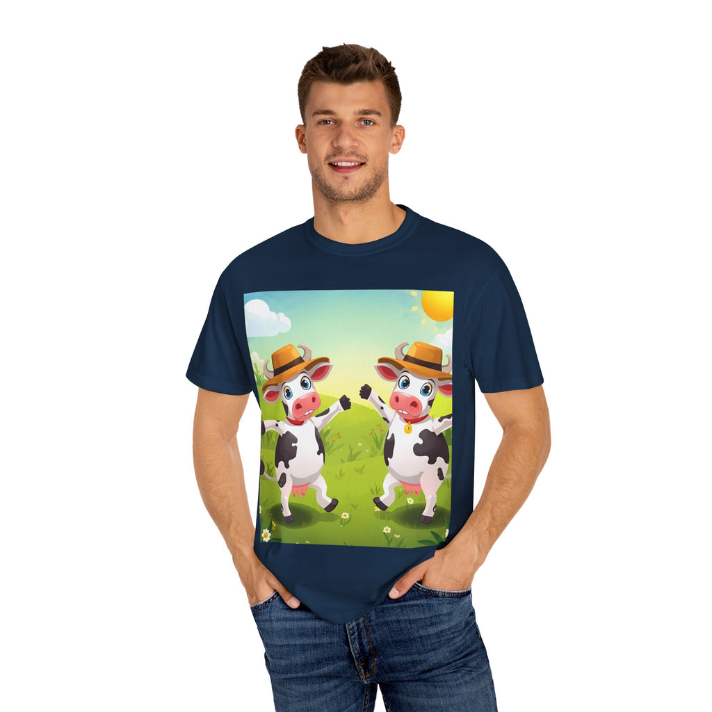 Cute Cow Fun Farm Unisex Garment-Dyed T-shirt