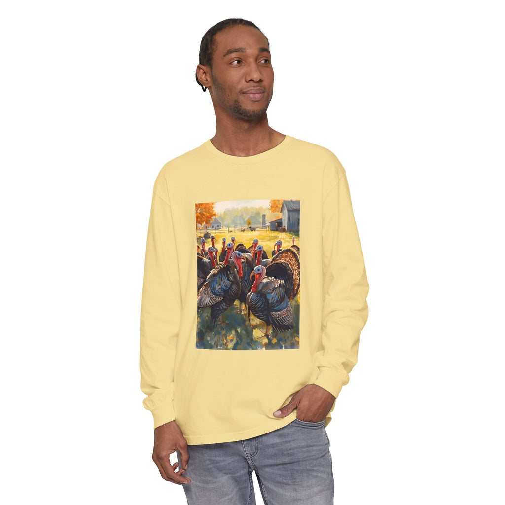 Thanksgiving Turkey Unisex Garment-dyed Long Sleeve T-Shirt