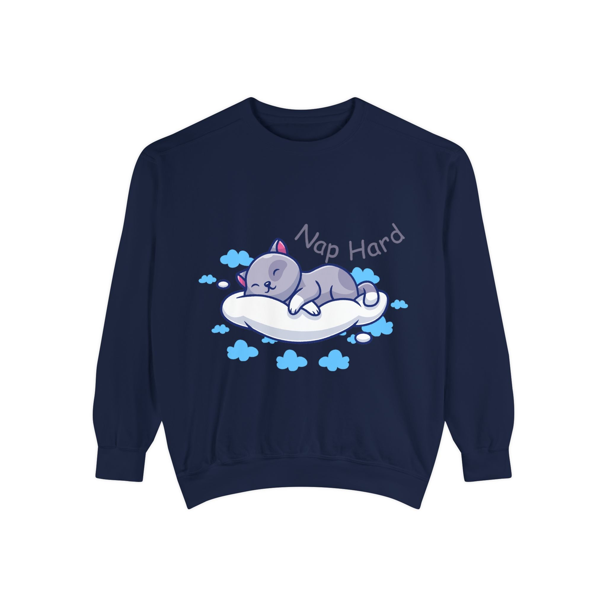 Cozy Cat Nap Hard Unisex Garment-Dyed Sweatshirt