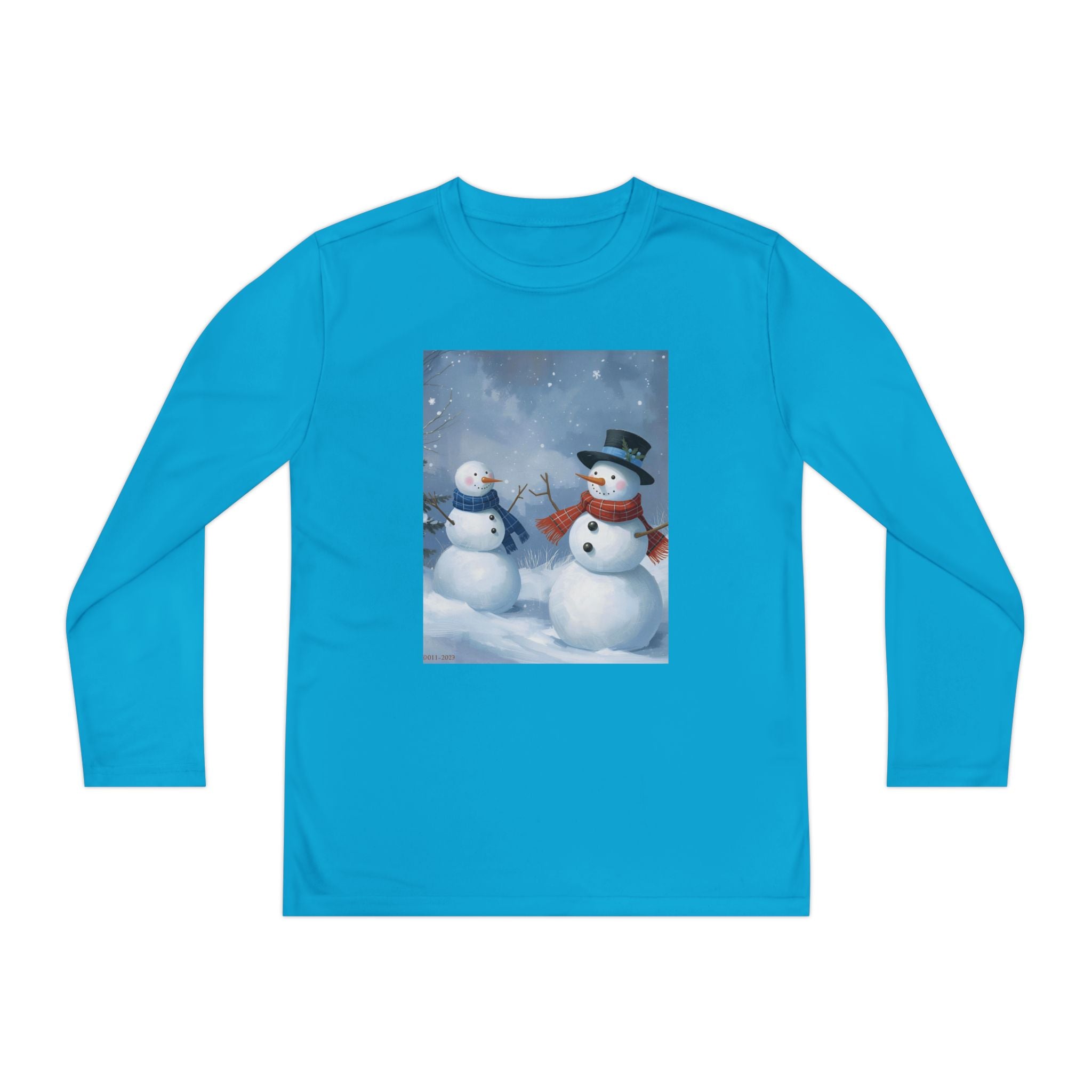 Christmas Snowman Family Youth Long Sleeve Competitor Tee