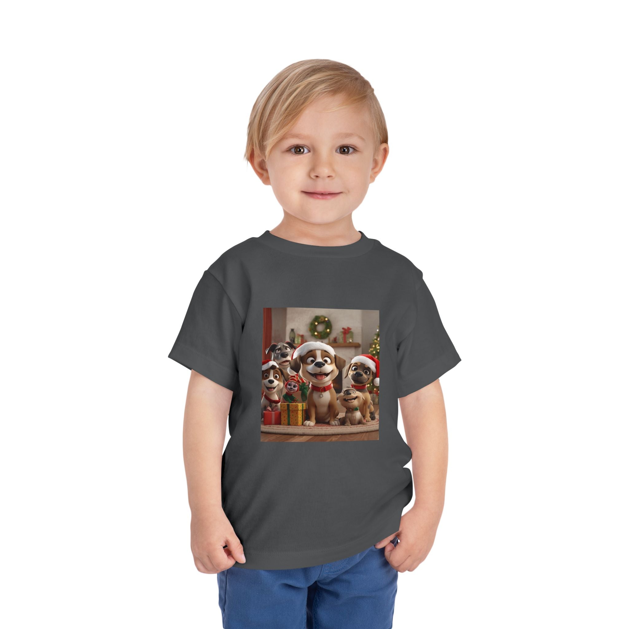 Cute Christmas Festive Puppy Toddler Tee, Cute Dog Christmas Shirt, Kids Holiday Clothing, Animal Lover Gift, Birthday Outfit