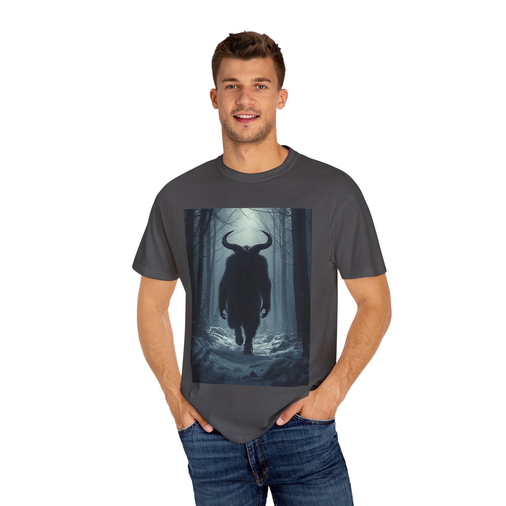 Spooky Mysterious Forest Creature Unisex Garment-Dyed T-Shirt | Unisex Tee, Graphic T-Shirt, Vintage Style, Nature Lover Gift, Unique Artwear