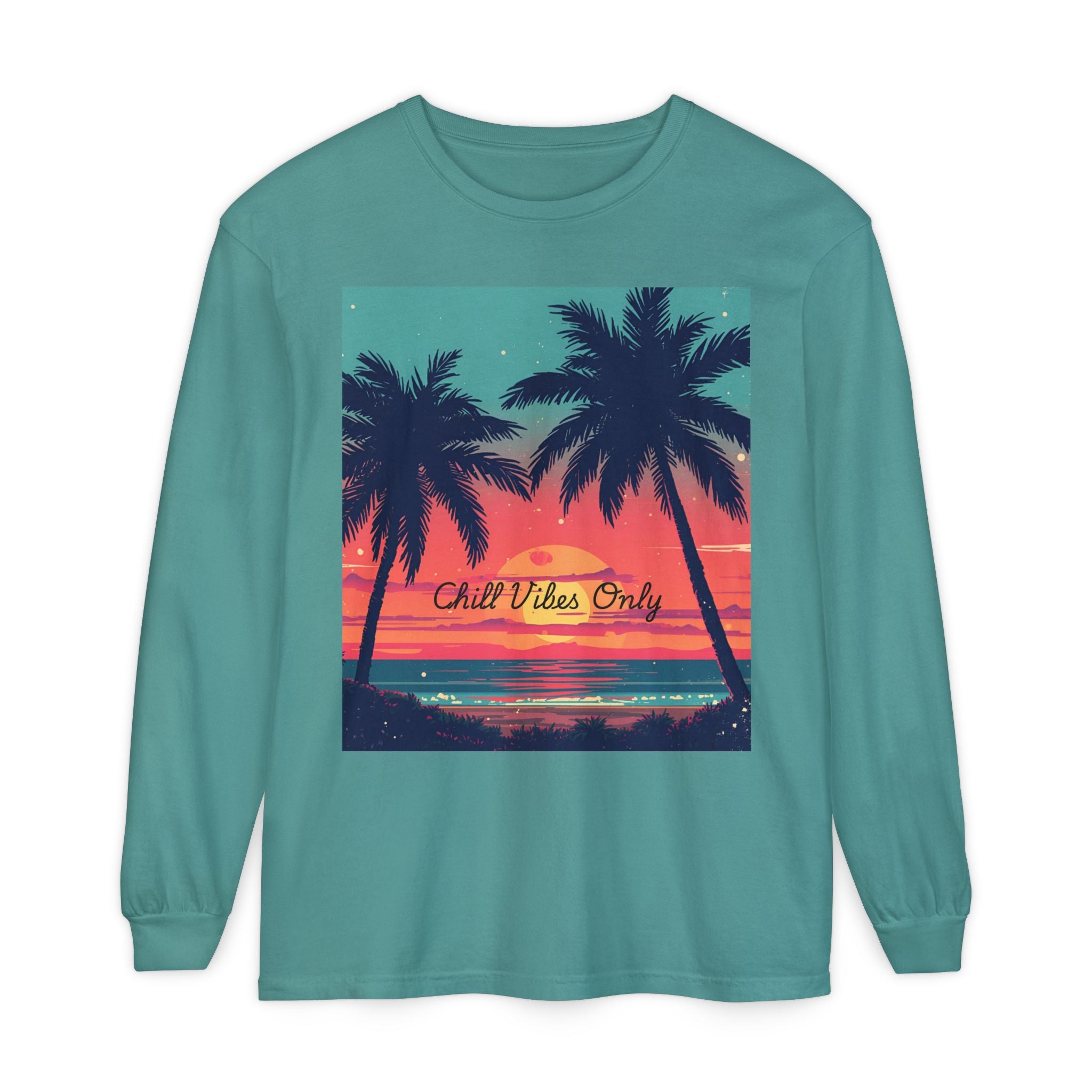 Tropical Sunset Unisex Garment-dyed Long Sleeve T-Shirt