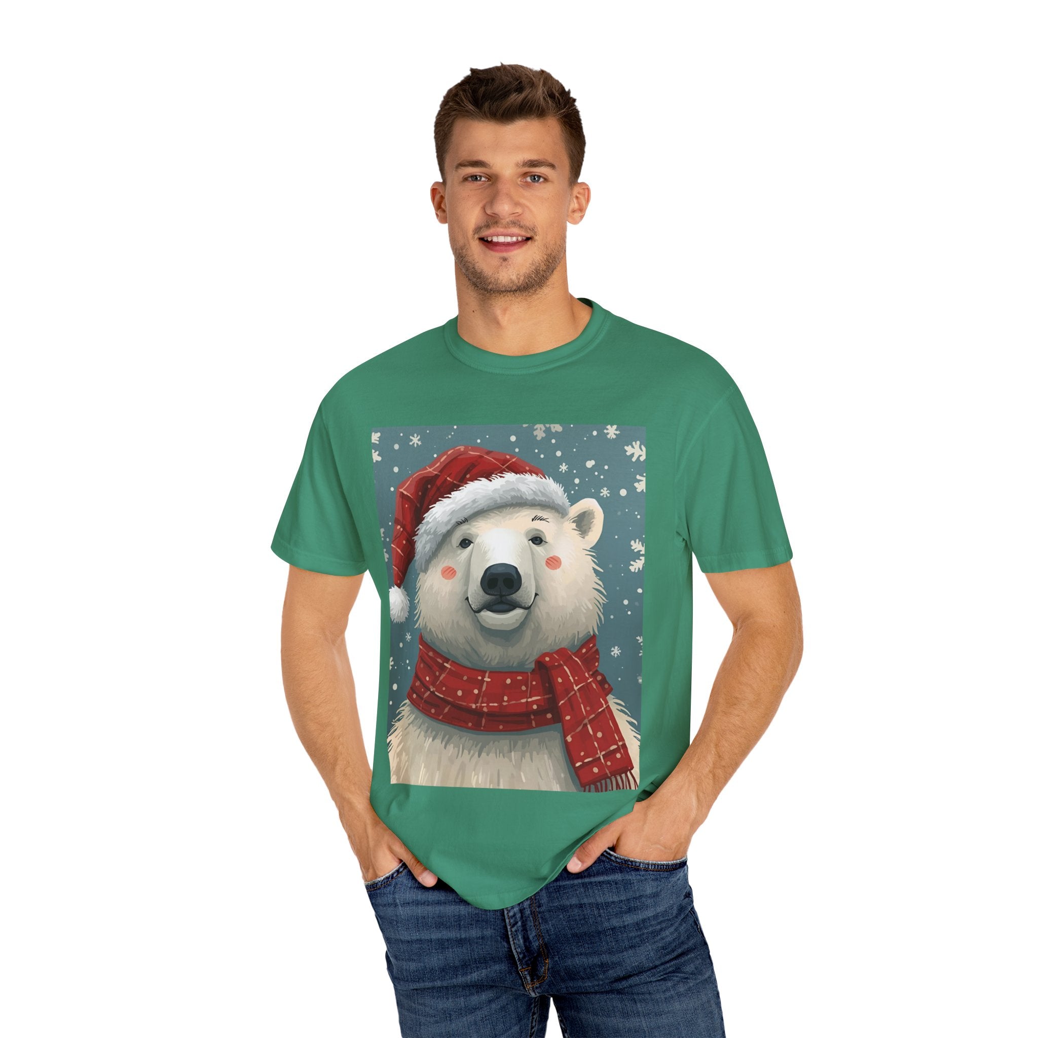 Cozy Holiday Polar Bear T-Shirt, Christmas Tee, Unisex Shirt, Festive Apparel, Gift for Animal Lovers, Winter Wear