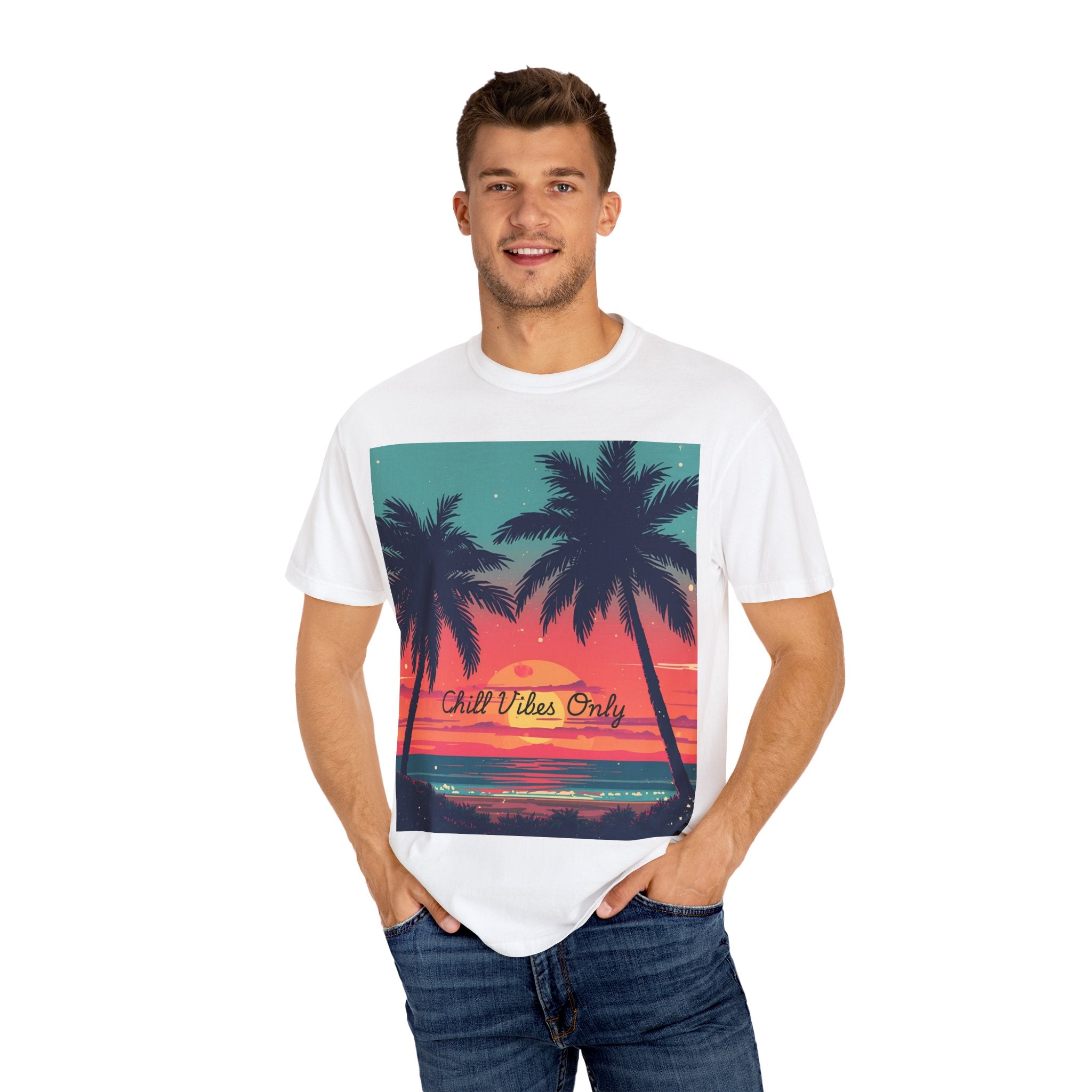 Tropical Sunset Unisex Garment-Dyed T-shirt