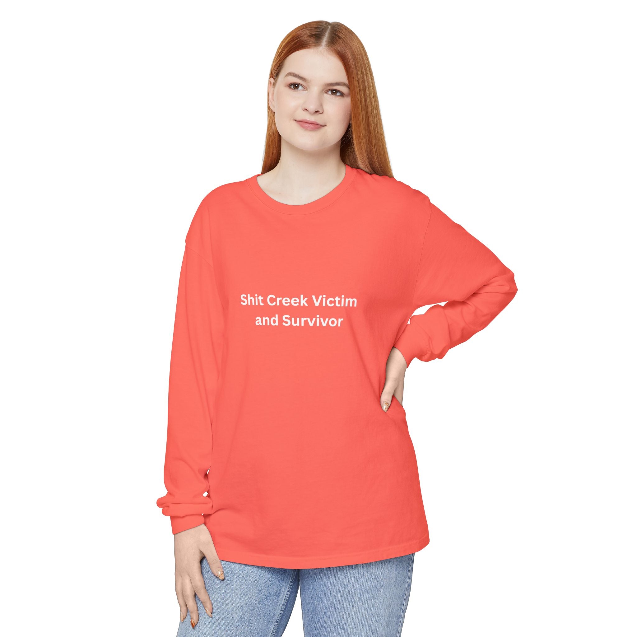 Shit Creek Survivor Long Sleeve T-Shirt, Funny Gift, Casual Wear, Humor Shirt, Birthday Gift, Unisex Apparel
