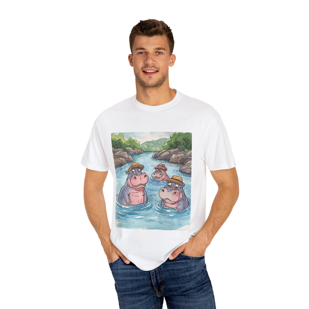 Hippo Adventure Unisex T-Shirt, Cute Animal Tee, Gift for Nature Lovers, Casual Wear, Birthday and Summer Vibe