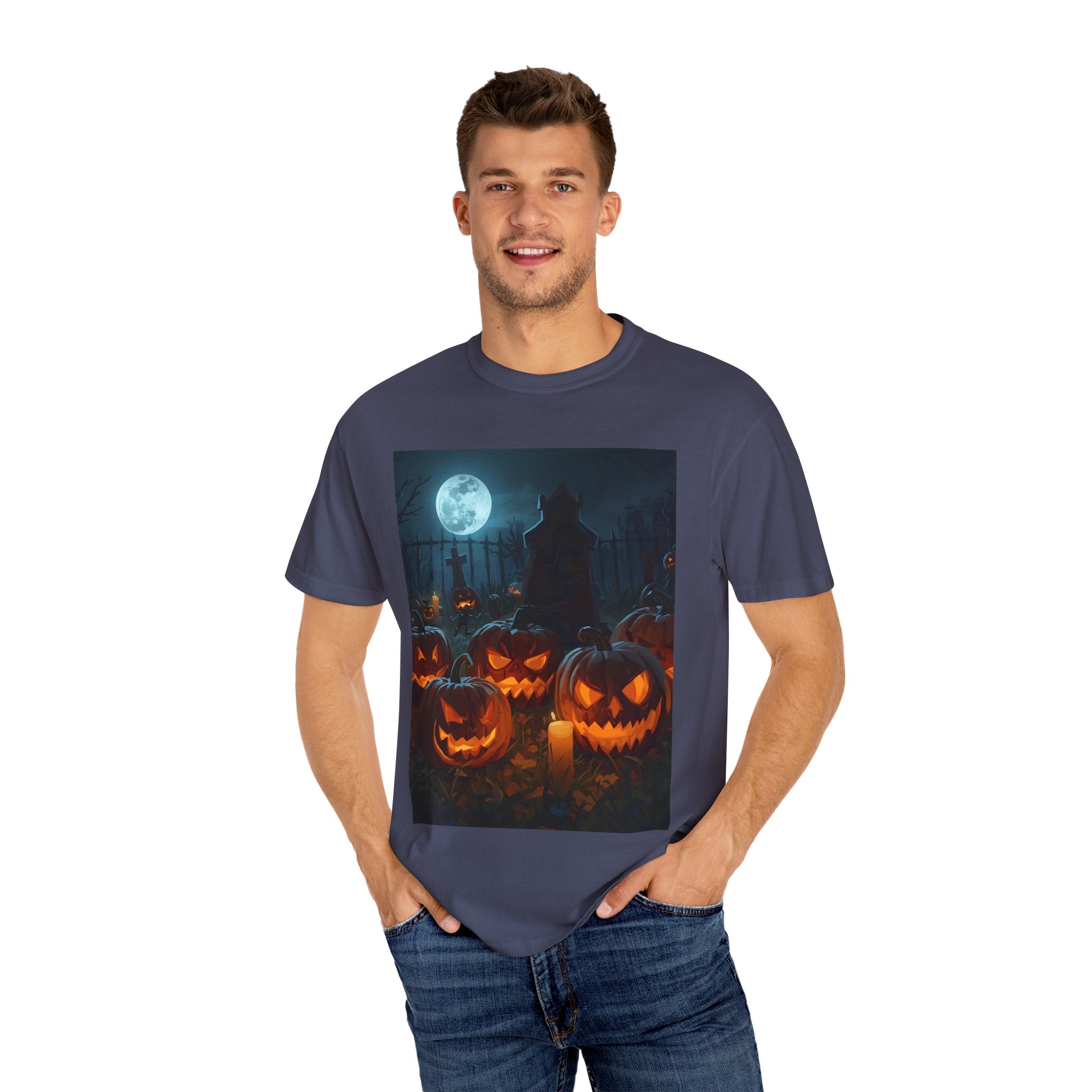 Scary Halloween Pumpkin Unisex Garment-Dyed T-shirt