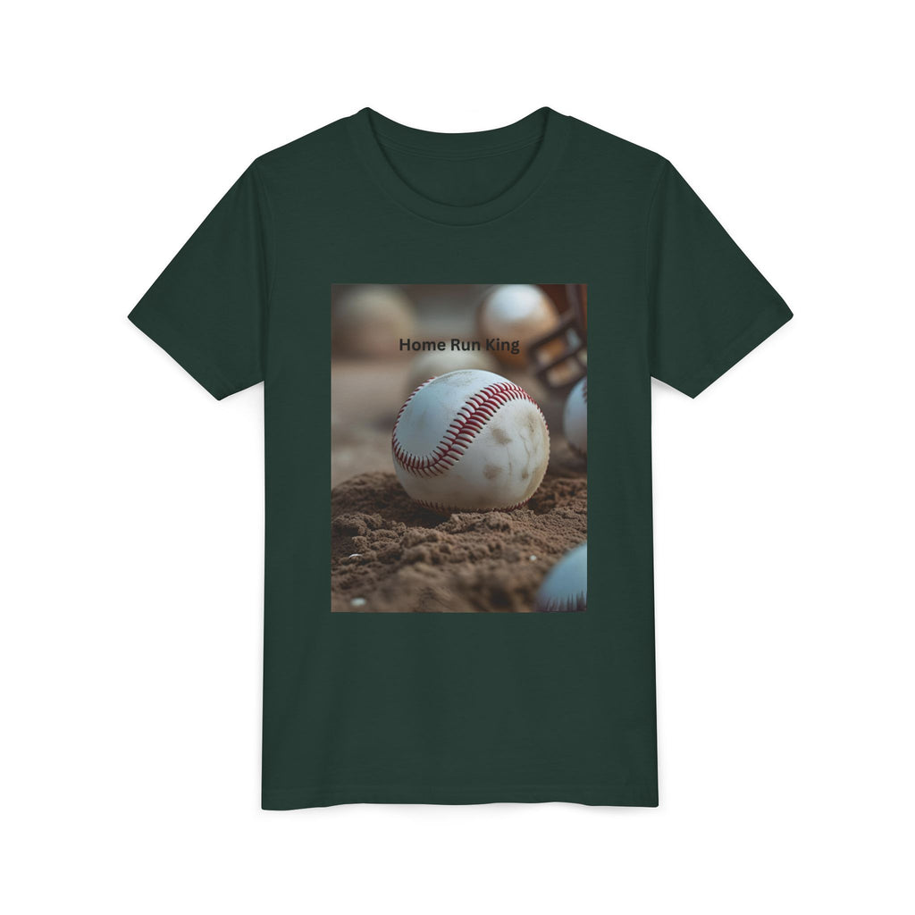 Home Run King Youth Tee, Baseball Shirt, Kids Sports Apparel, Gift for Young Athletes, Perfect for Birthdays, Sports Events, Team Spirit