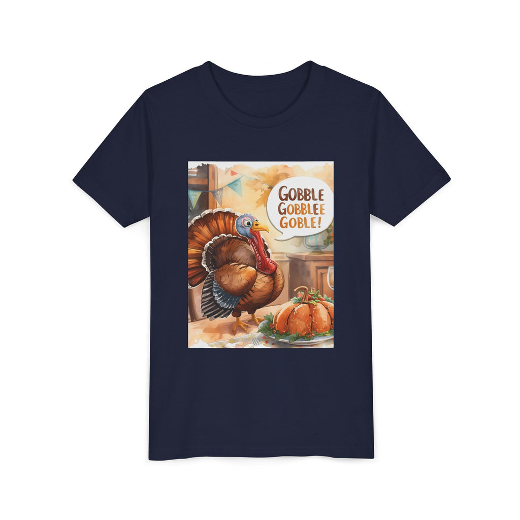 Thanksgiving Turkey Youth Tee, Gobble Gobble Shirt, Kids Thanksgiving Apparel, Fall Celebration Tee, Funny Turkey Shirt