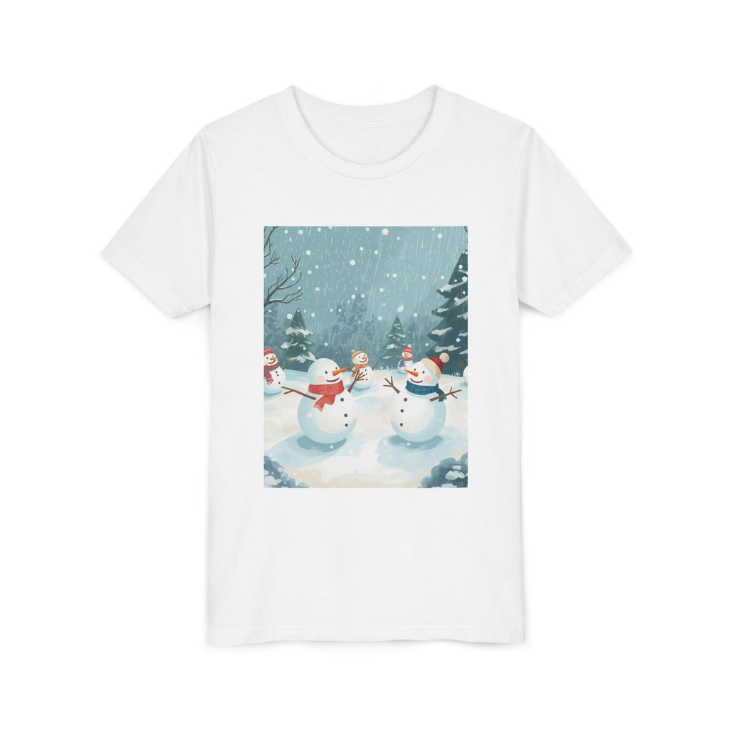 Festive Christmas Snowman Youth Short Sleeve Tee