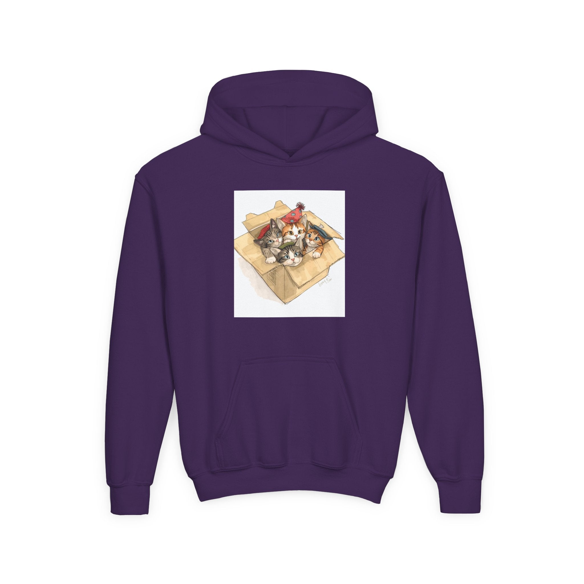 Cute Kittens In Box Youth Heavy Blend Hooded Sweatshirt