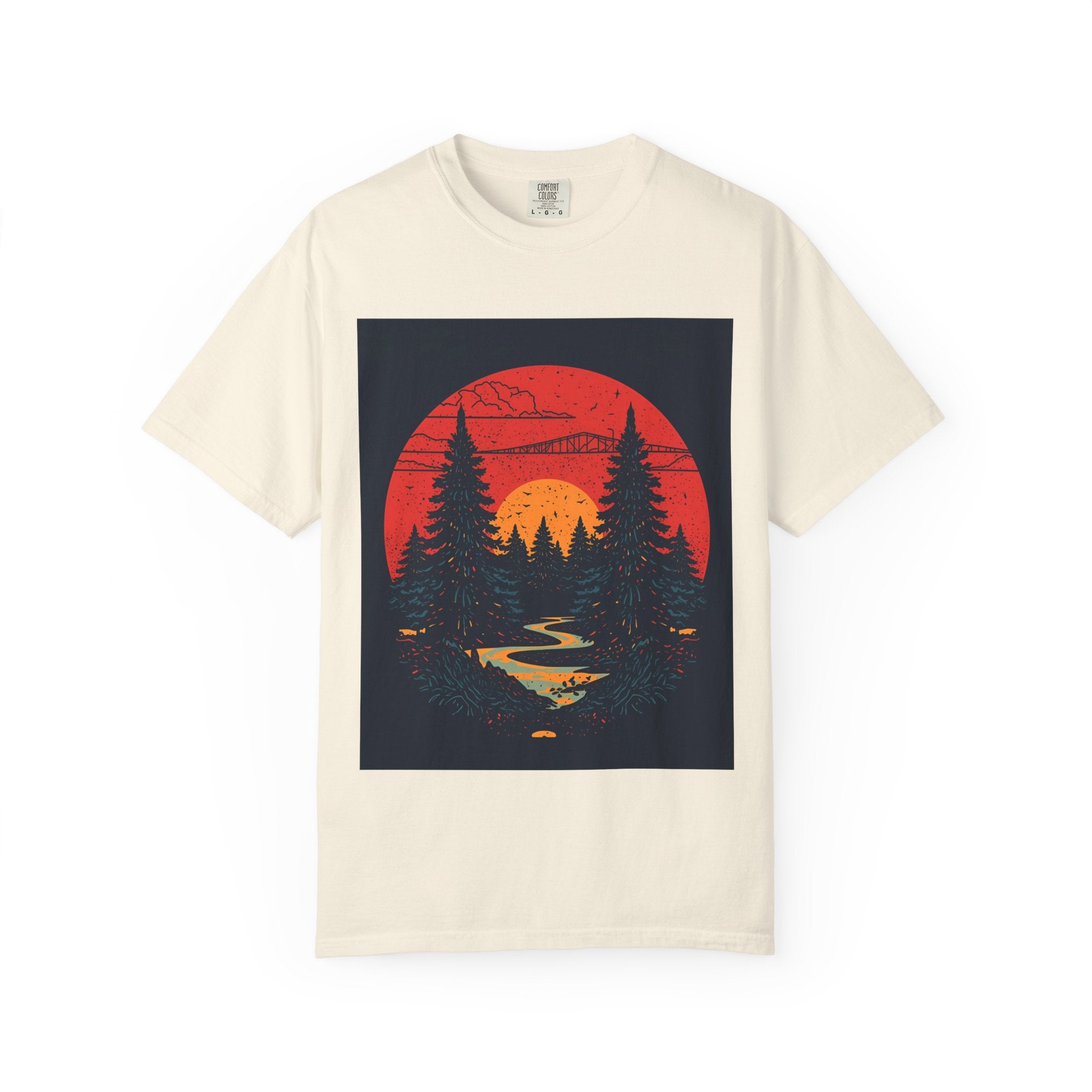 Sunset Forest Unisex Tee, Outdoor Adventure Shirt, Nature Lover Gift, Casual Stylish Top, Fall Fashion T-shirt