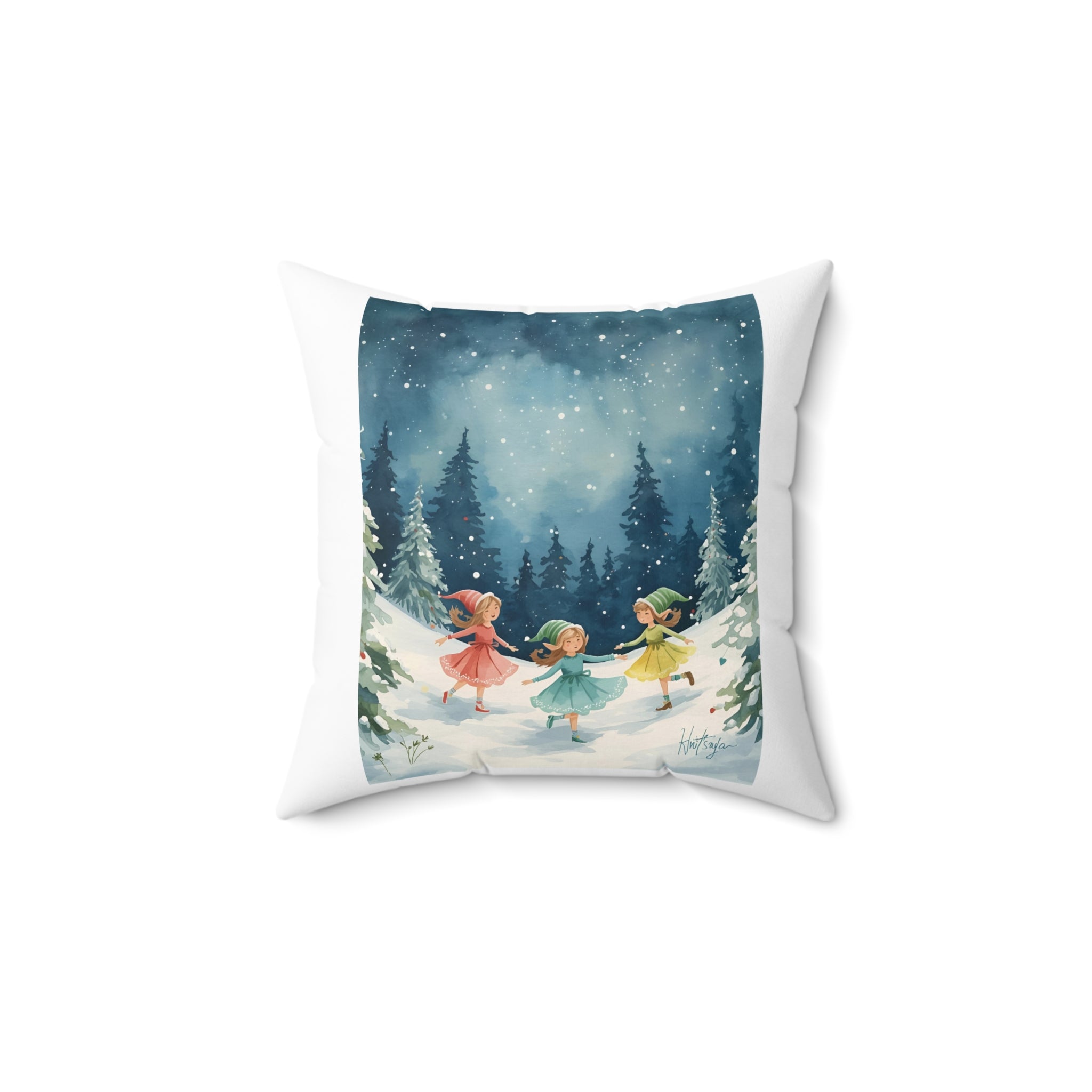 Whimsical Christmas Spun Polyester Square Pillow