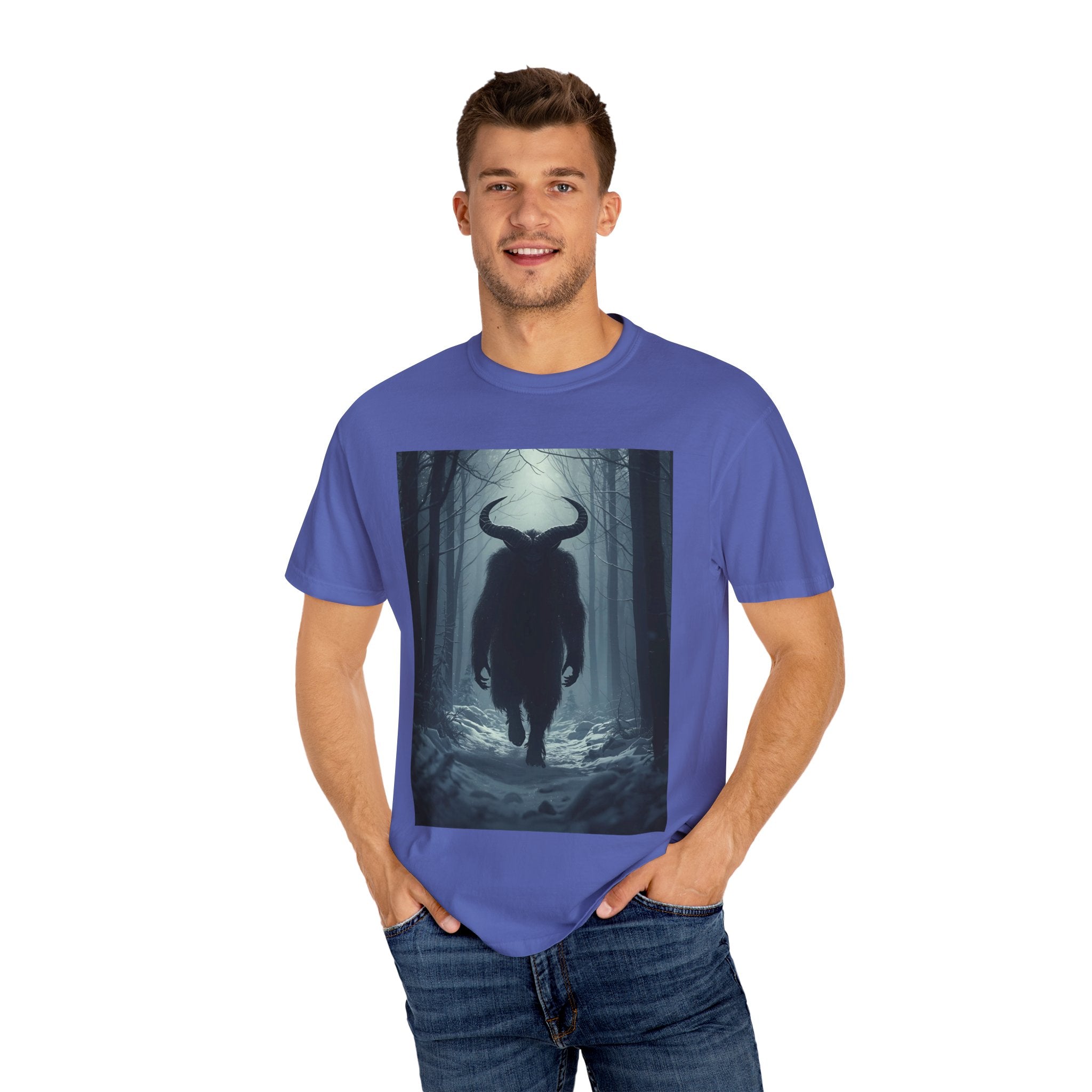 Spooky Mysterious Forest Creature Unisex Garment-Dyed T-Shirt | Unisex Tee, Graphic T-Shirt, Vintage Style, Nature Lover Gift, Unique Artwear