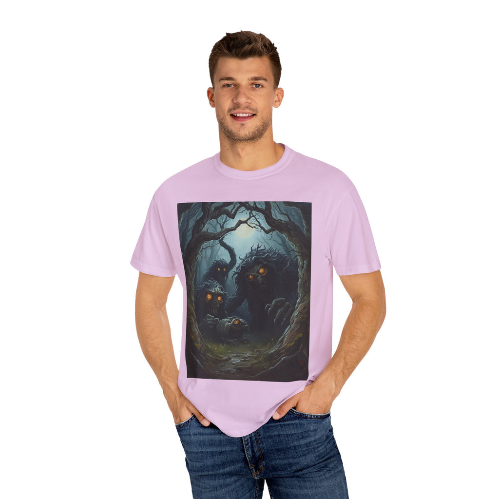 Spooky Mysterious Forest Graphic T-Shirt, Unisex Tee, Nature Lover Gift, Halloween Apparel, Unique Artwear
