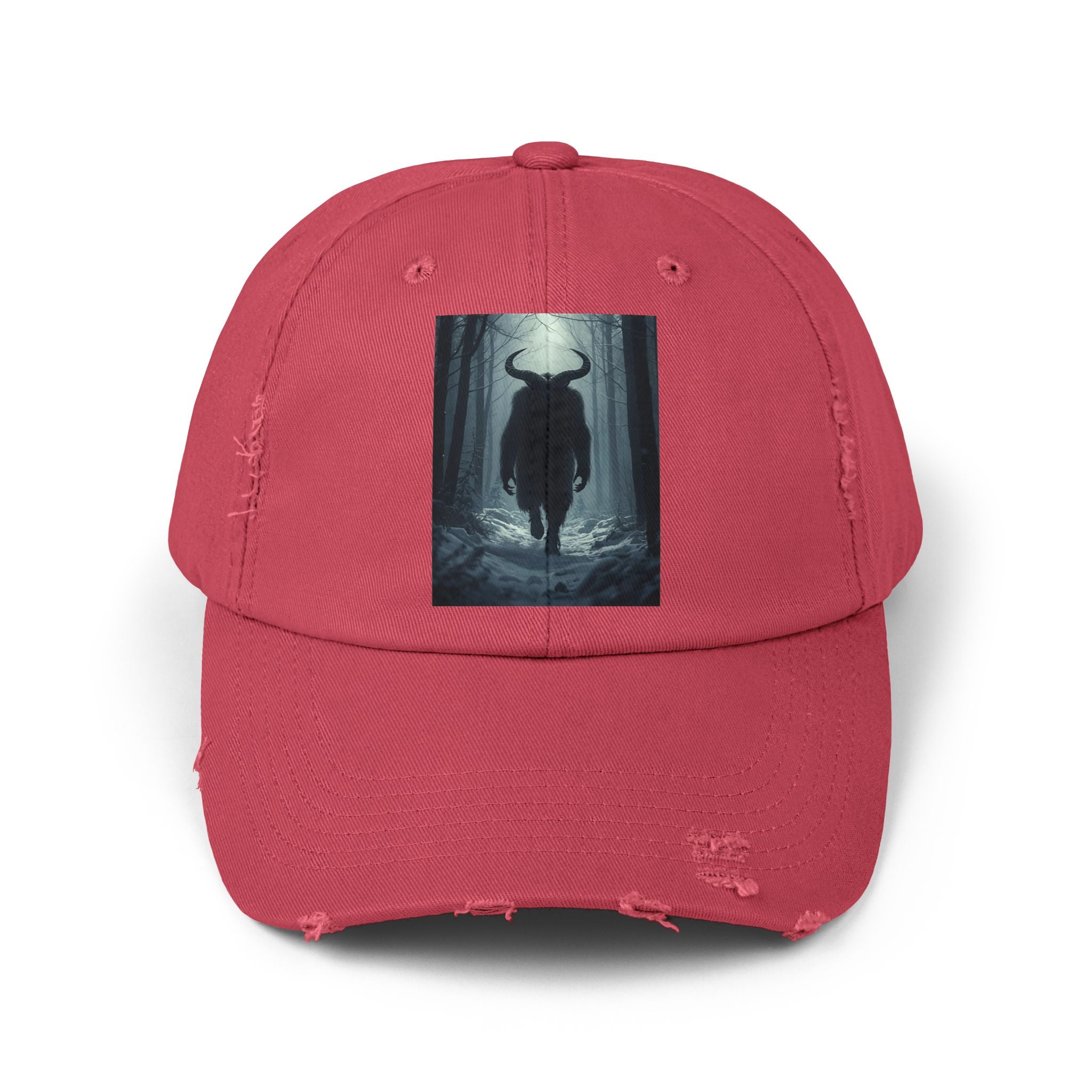 Spooky Forest Snow Creature Unisex Distressed Cap
