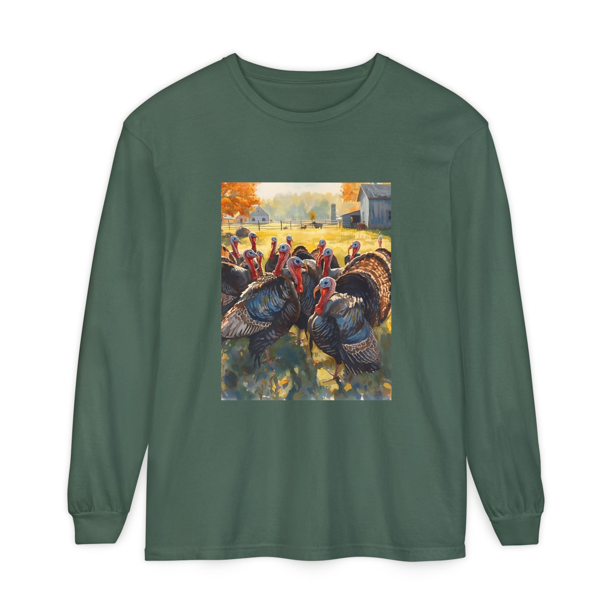 Thanksgiving Turkey Unisex Garment-dyed Long Sleeve T-Shirt