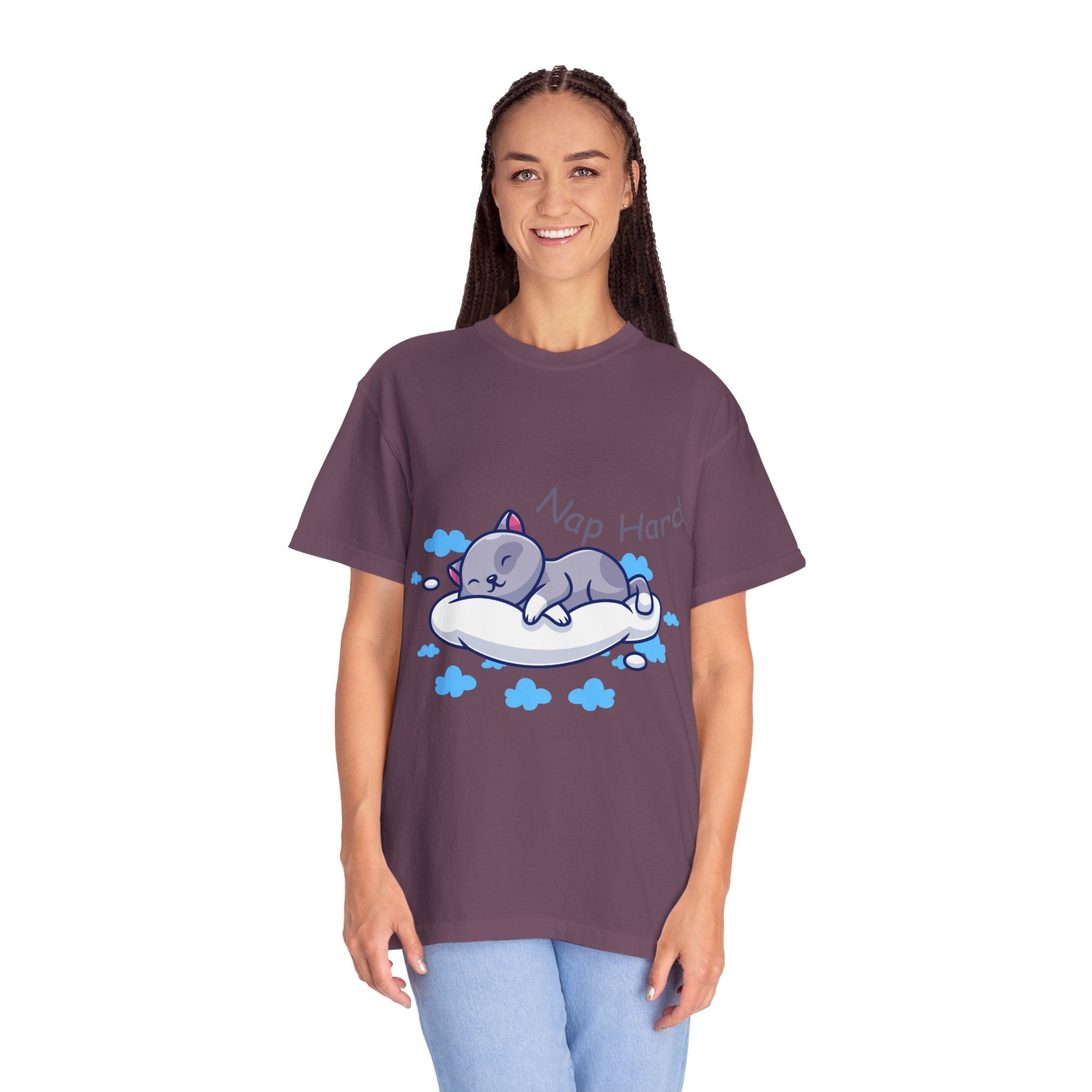 Cat Nap Graphic T-shirt, Cute Cat Tee, Relaxed Fit Apparel, Gift for Cat Lovers, Cozy Lounge Wear, Funny Pet Humor Top
