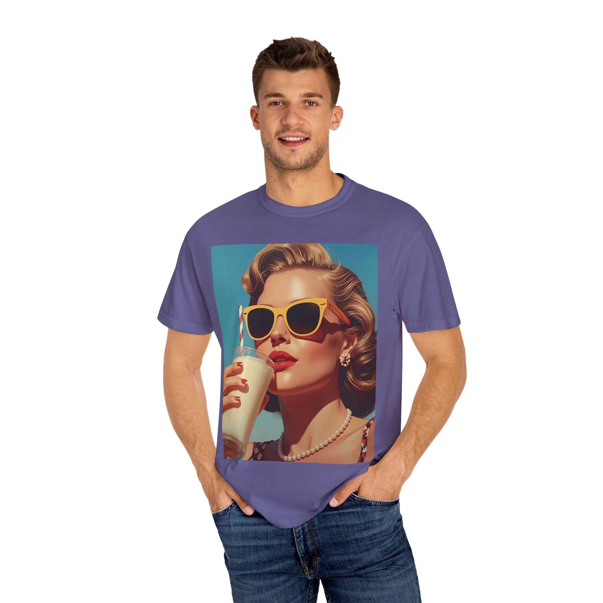 Retro Pop Art Summer Vibe T-shirt | Unisex Garment-Dyed Tee, Vintage Style Shirt, Trendy Summer Wear, Perfect Gift for Her, Casual Everyday Top