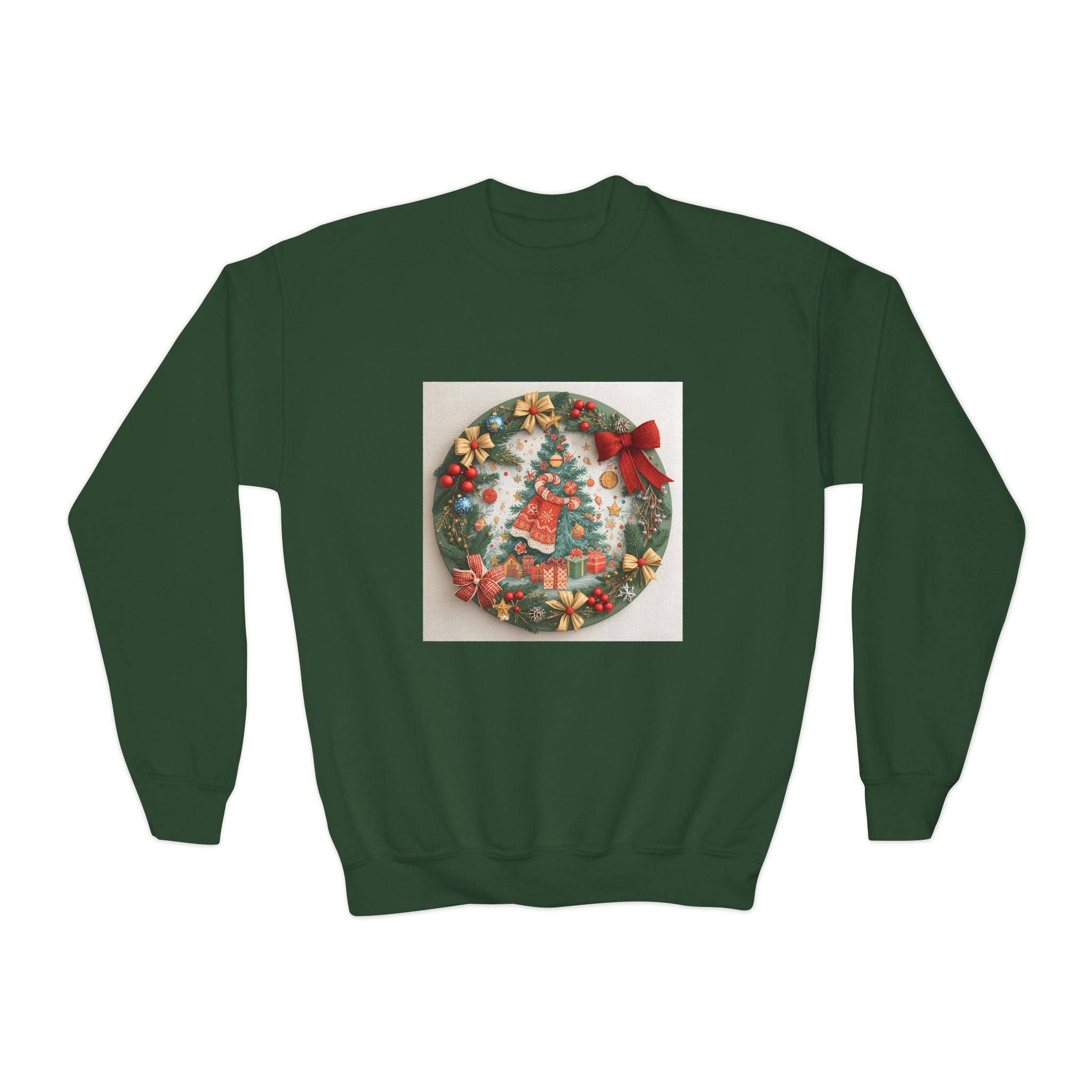 Christmas Wreath Youth Crewneck Sweatshirt