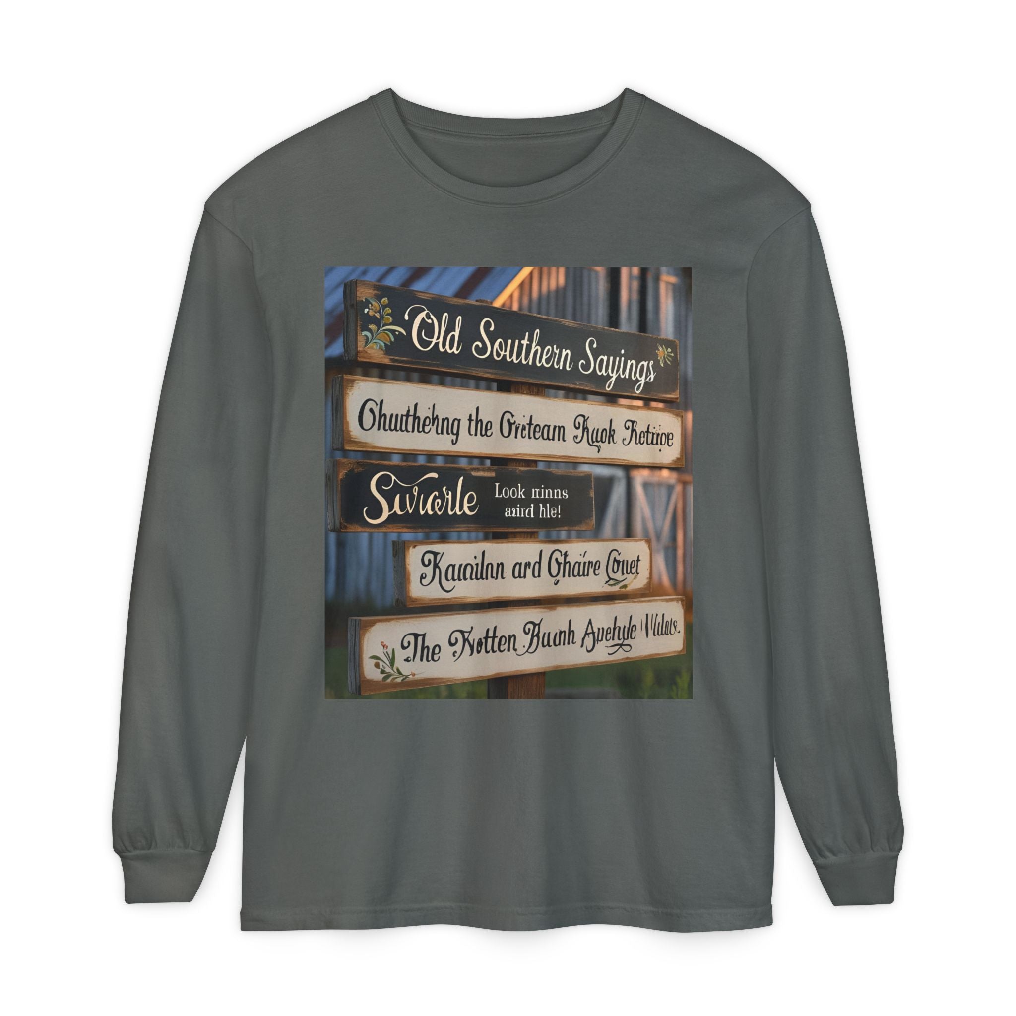 Old Southern Saying Crossings Long Sleeve Tee, Casual Wear, Gift for Southerners, Rustic Style Shirt, Unique Southern Culture Apparel