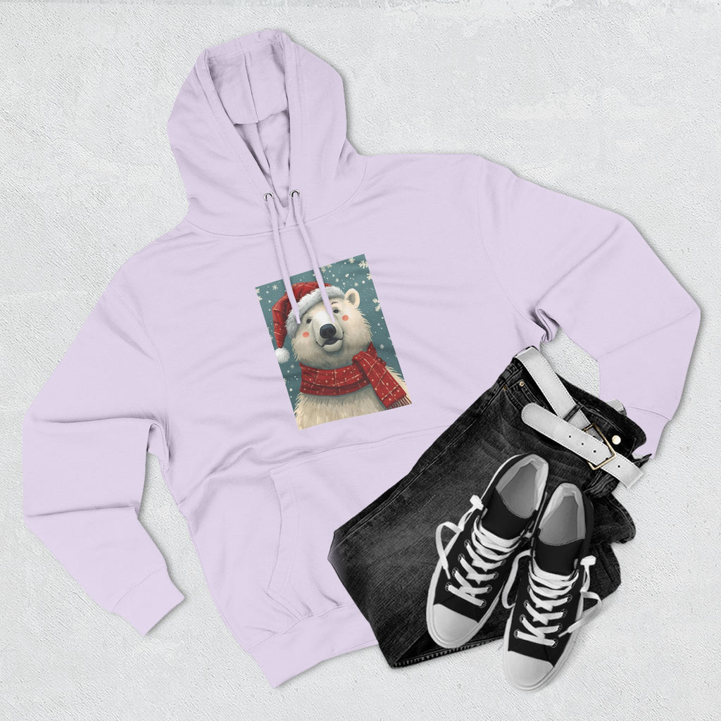 Cozy Polar Bear Holiday Hoodie, Winter Fleece Sweatshirt, Christmas Gift, Cute Animal Hoodie, Festive Apparel, Seasonal Wear