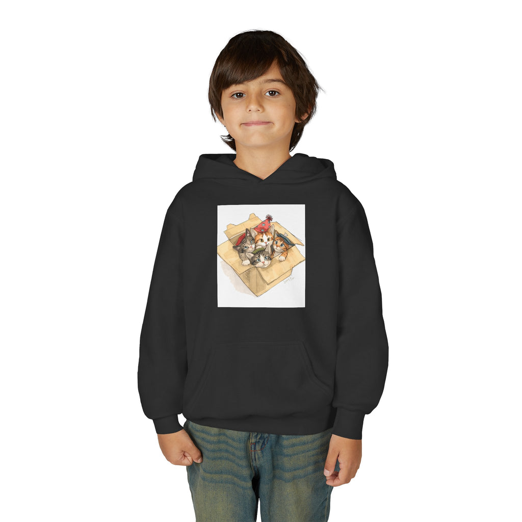 Cute Kittens In Box Youth Heavy Blend Hooded Sweatshirt