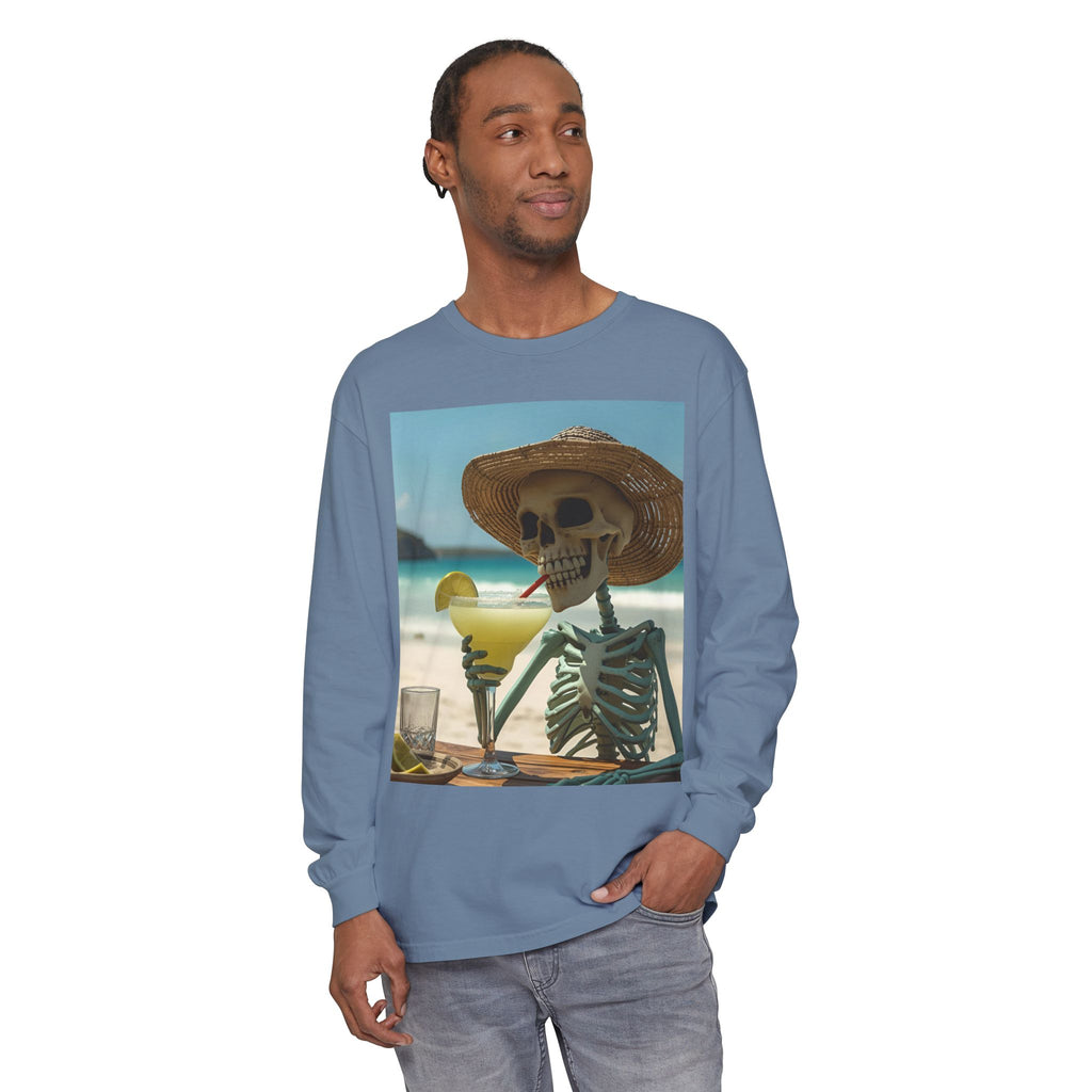 Chill Vibes Skeleton Unisex Garment-dyed Long Sleeve T-Shirt