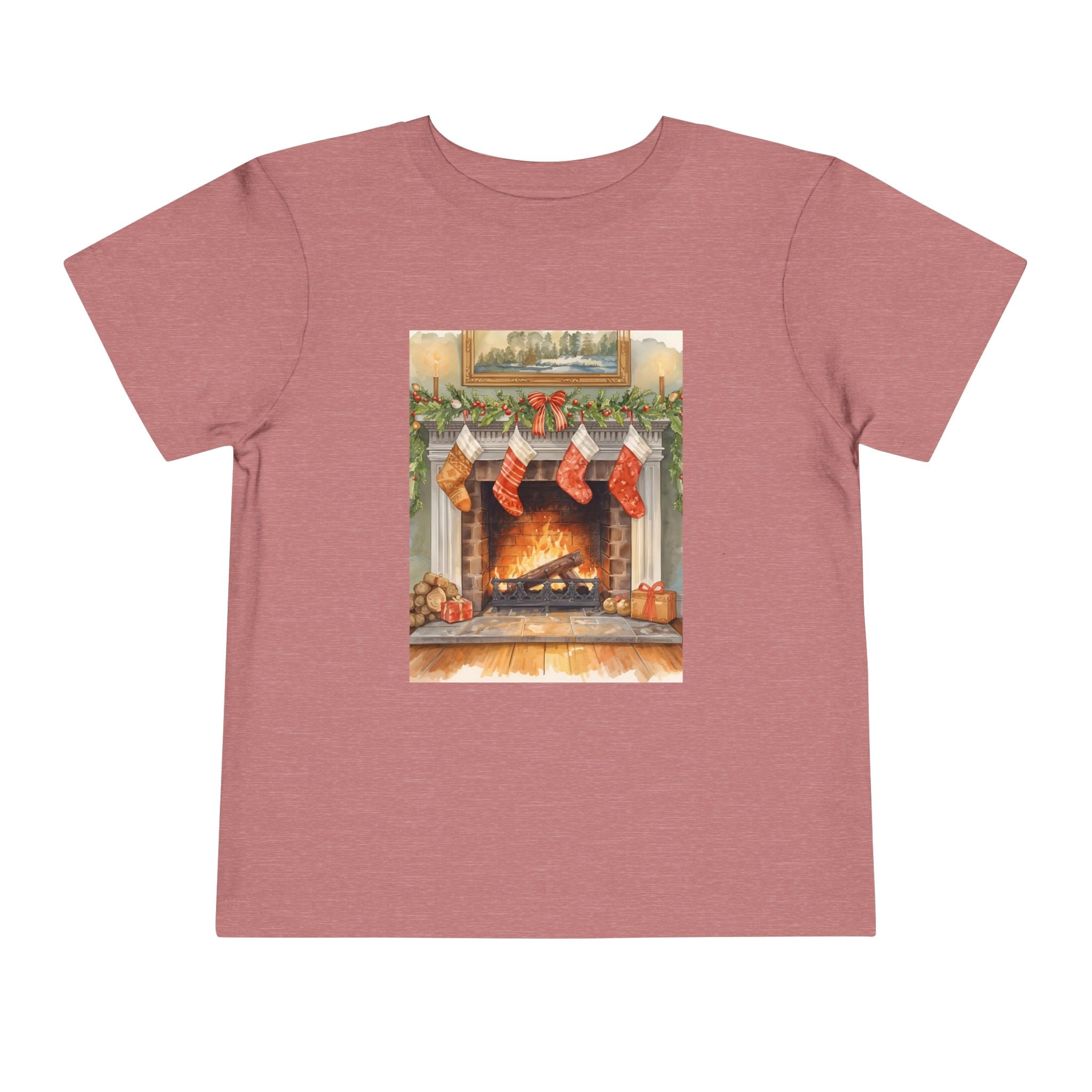 Christmas Stocking Fireplace Toddler Short Sleeve Tee