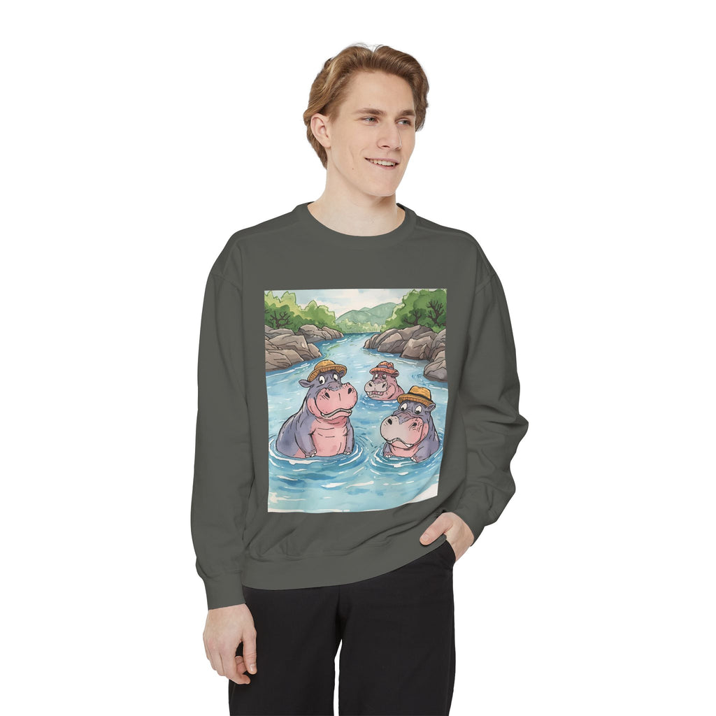 Hippo Cute Unisex Garment-Dyed Sweatshirt