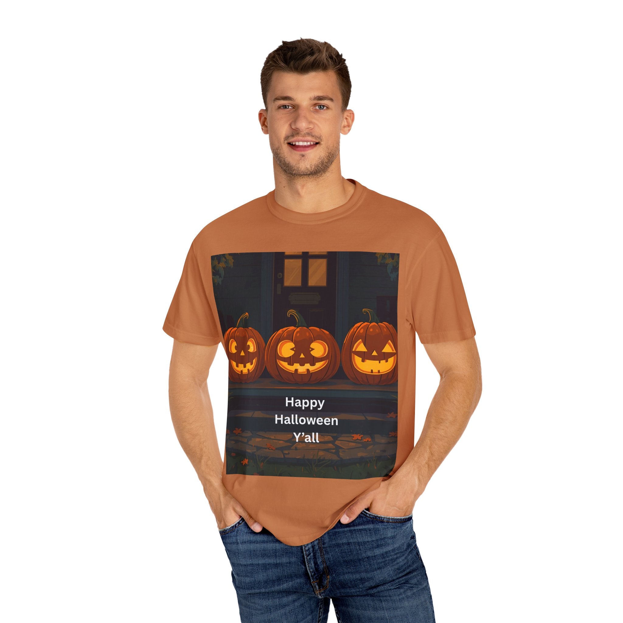 Happy Halloween Pumpkin Unisex T-shirt, Spooky Season Tee, Fall Festival Shirt, Pumpkin Graphic Top, Halloween Gift for Him/Her