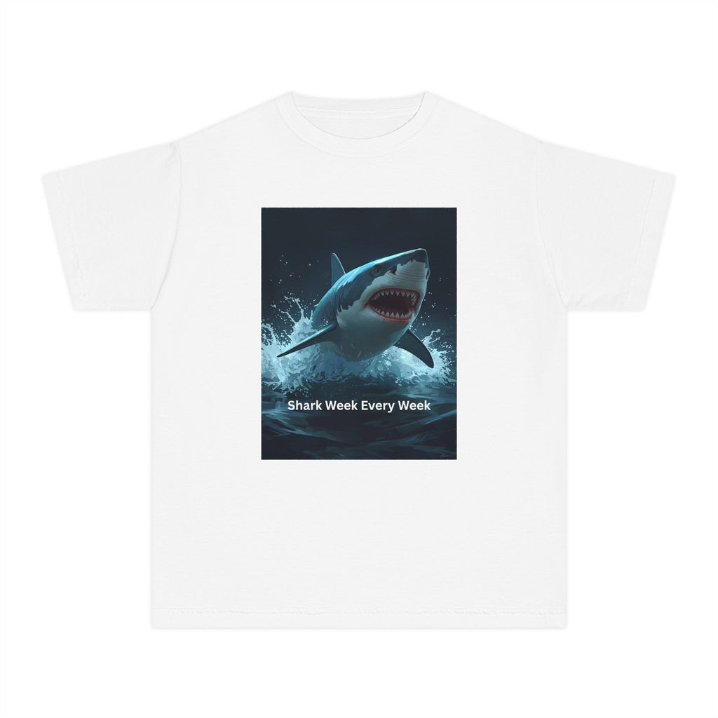 Shark Week Youth Tee, Fun Shark Graphic Shirt, Kids Summer Apparel, Ocean Lover Gift, Beach Party Clothing