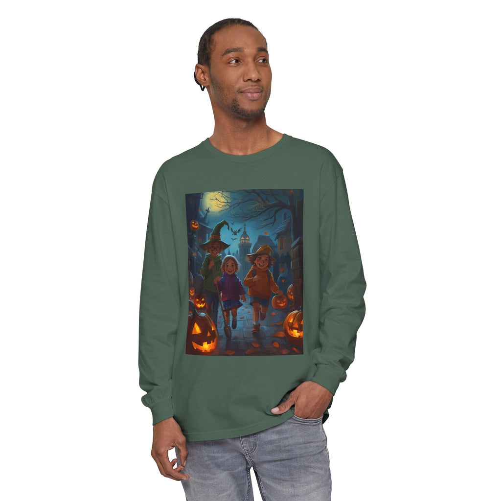 Halloween Themed Unisex Long Sleeve T-Shirt, Spooky Autumn Apparel, Trick-or-Treat Shirt, Fall Fashion, Casual Halloween Outfits