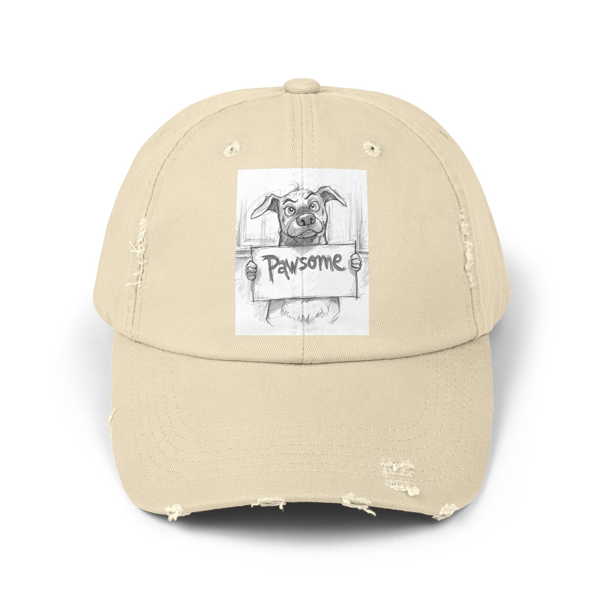Pawsome Unisex Distressed Cap - Dog Lover Hat, Pet Gift, Casual Wear, Outdoor Accessory, Fun Pet-Themed Cap