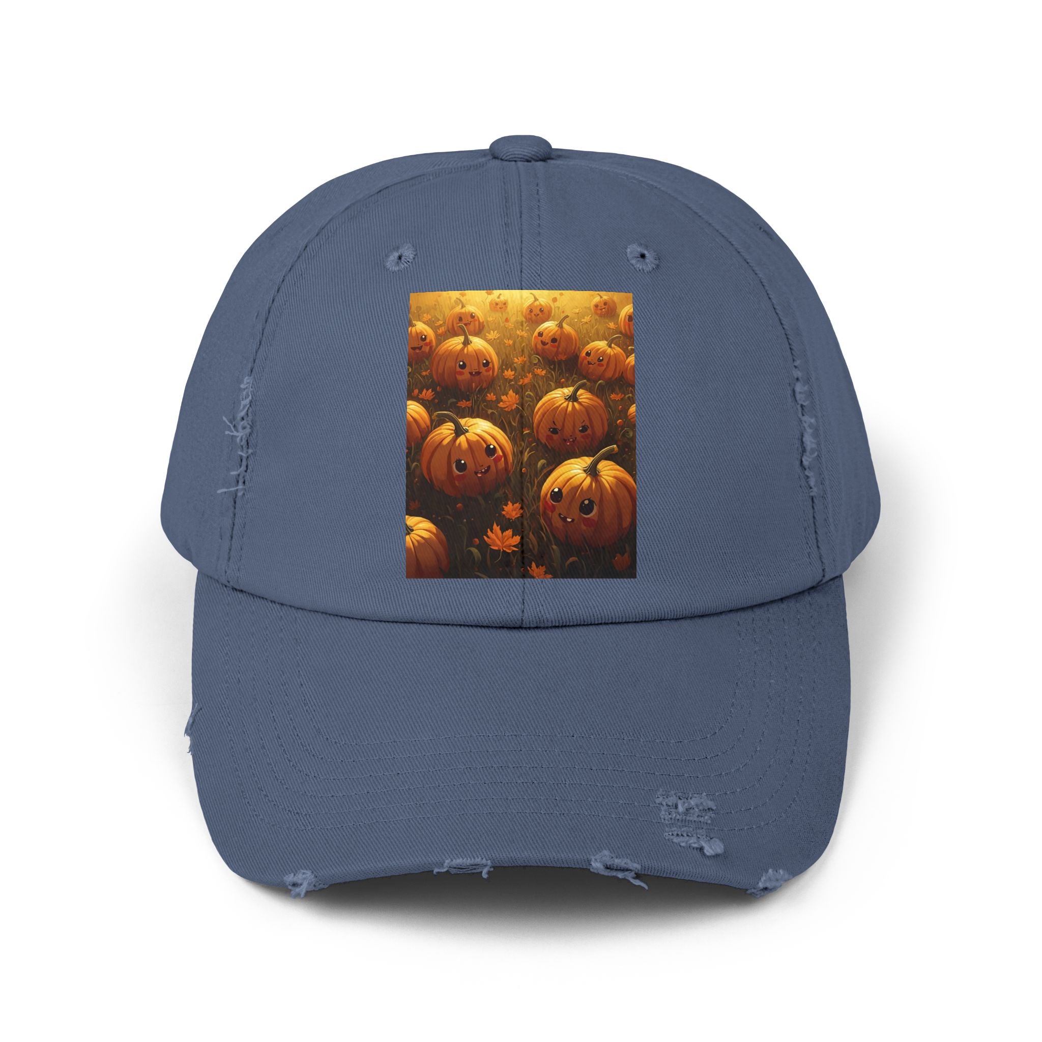 Unisex Distressed Pumpkin Cap, Vintage Halloween Hat, Fall Fashion Accessory, Casual Everyday Wear, Gift for Pumpkin Lovers