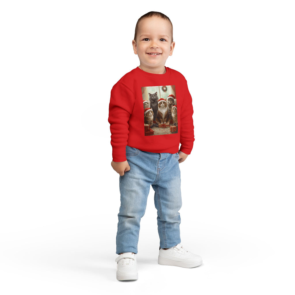 Cute Festive Christmas Cat Toddler Sweatshirt