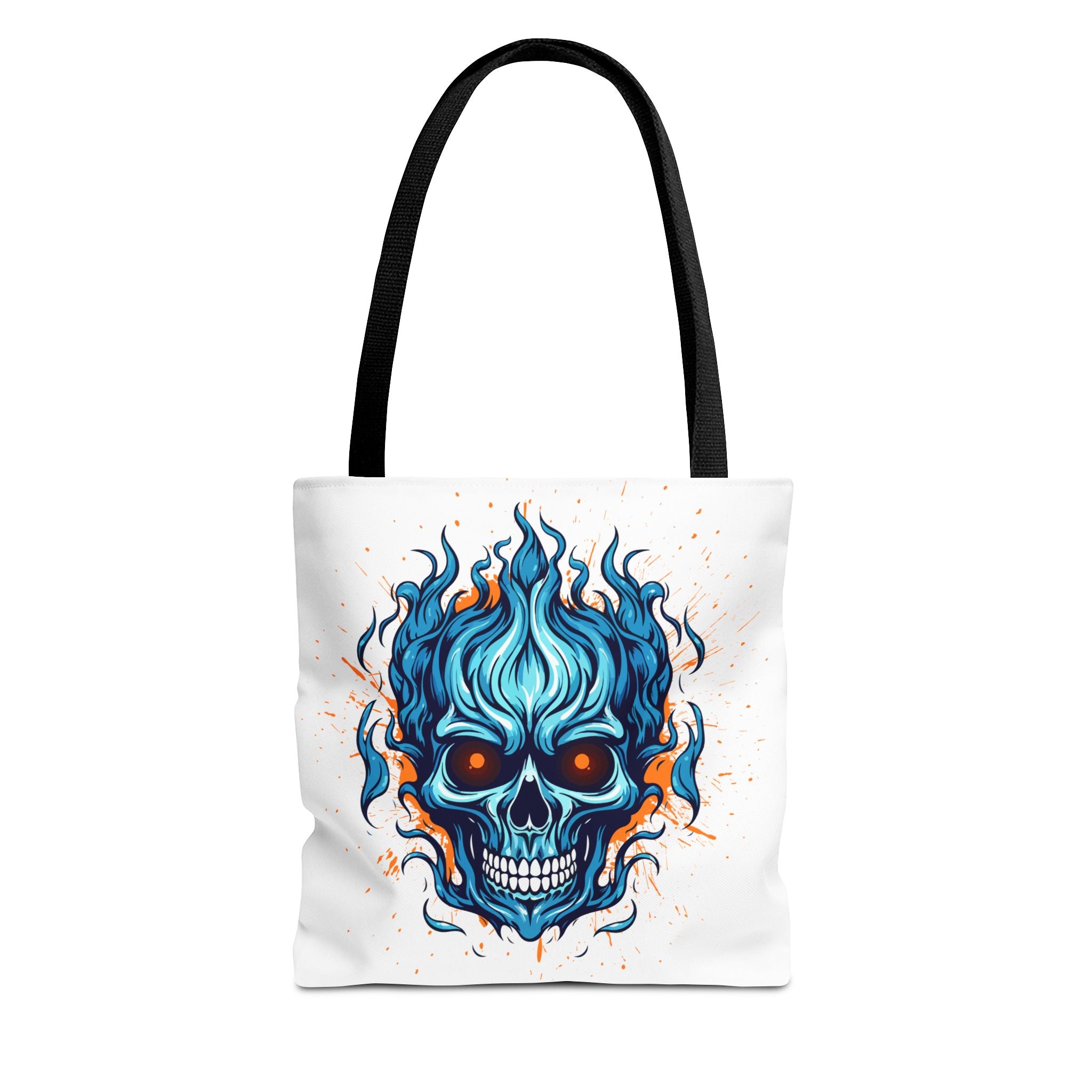 Skull Flame Tote Bag: Edgy Canvas Bag for Cosplay, Festivals, Shopping, Halloween, and Gift Purposes