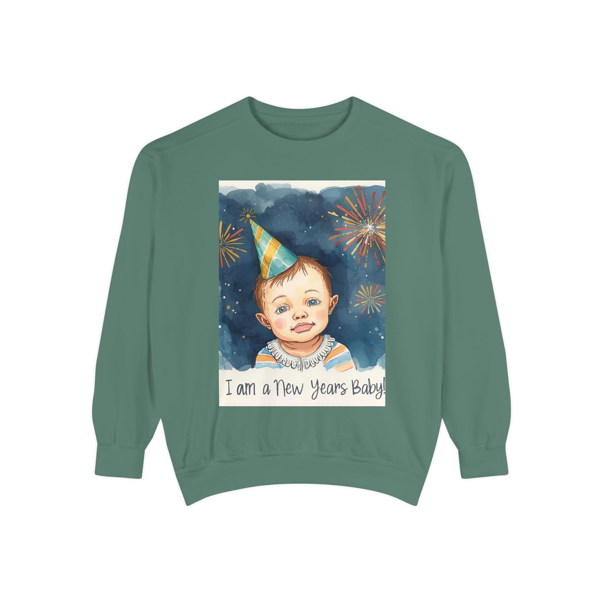 New Year's Baby Sweatshirt, Unisex Garment-Dyed Sweatshirt, Cute New Year Outfit, Holiday Gift, Baby Celebration Wear, Cozy Party Sweater