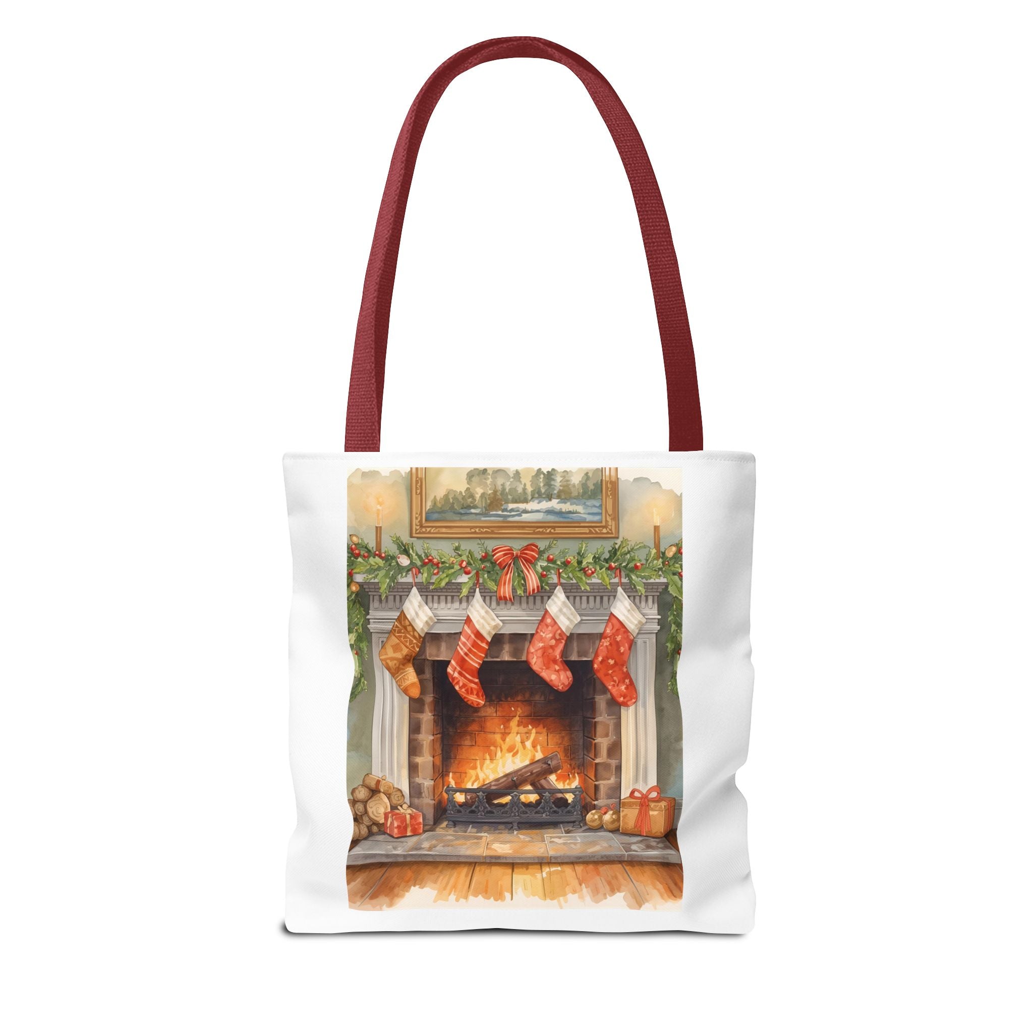 Christmas Stocking Fireplace Tote Bag (AOP)