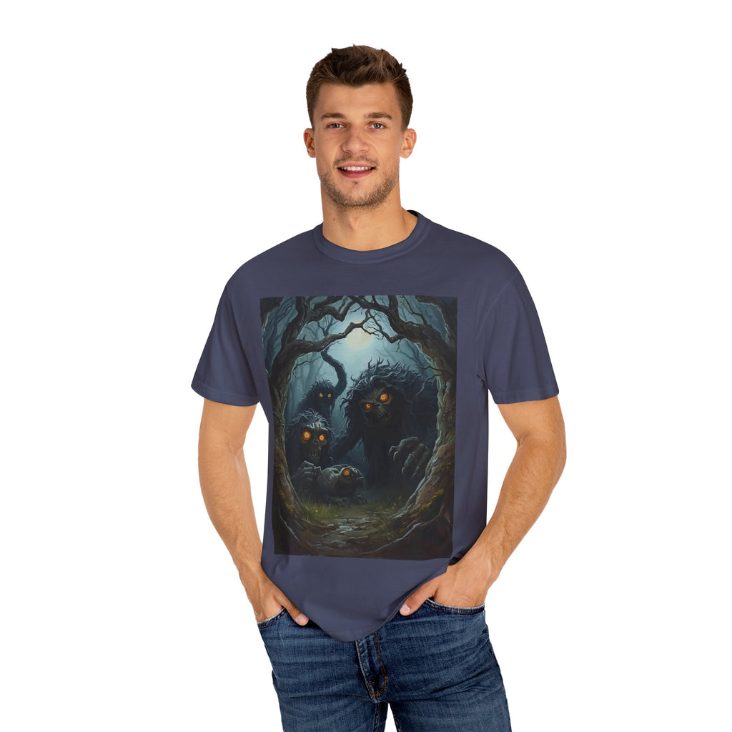 Spooky Mysterious Forest Graphic T-Shirt, Unisex Tee, Nature Lover Gift, Halloween Apparel, Unique Artwear