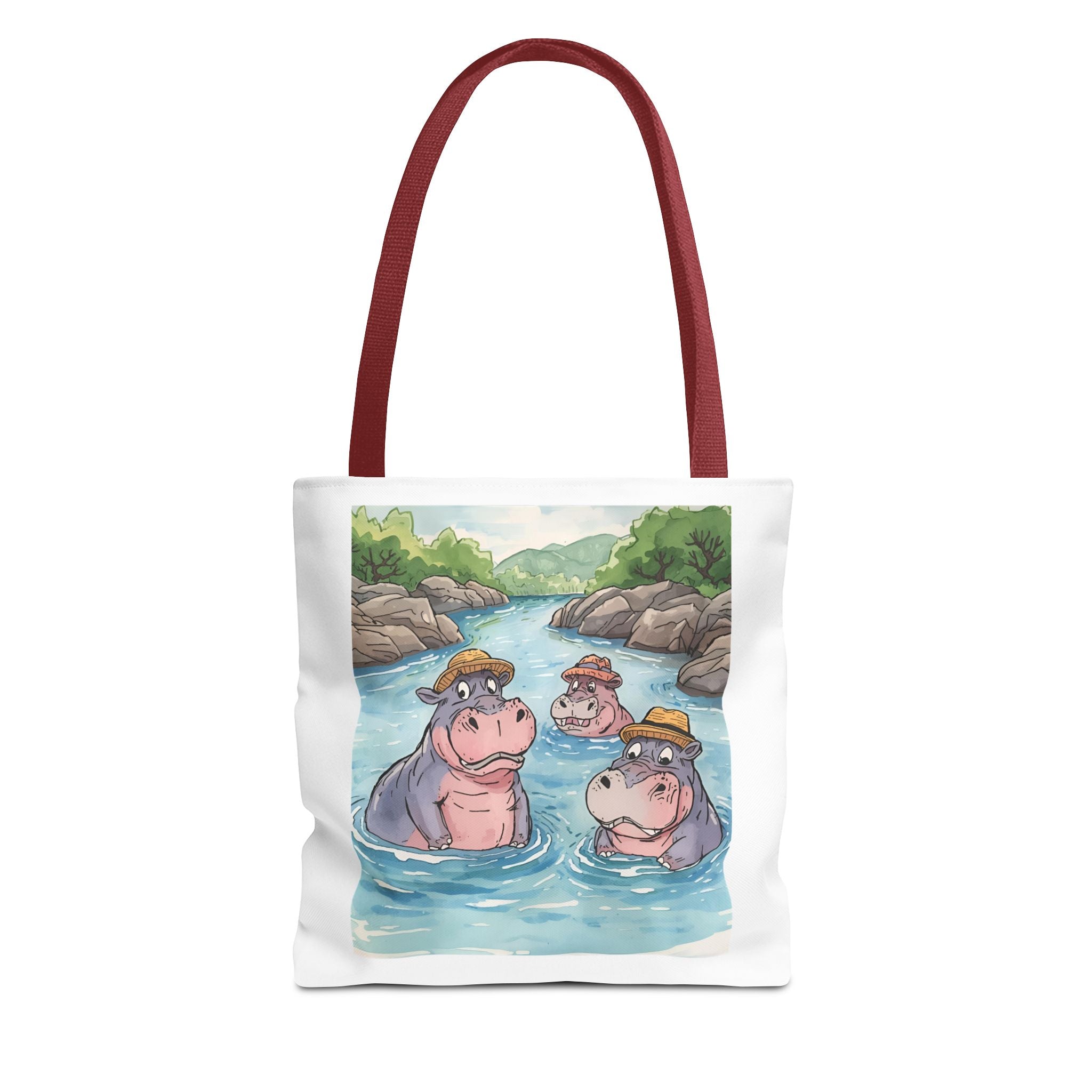 Playful Hippo Tote Bag, Fun Watercolor Tote, Animal Lover Gift, Eco-Friendly Shopping Bag, Cute Beach Bag, Summer Accessories