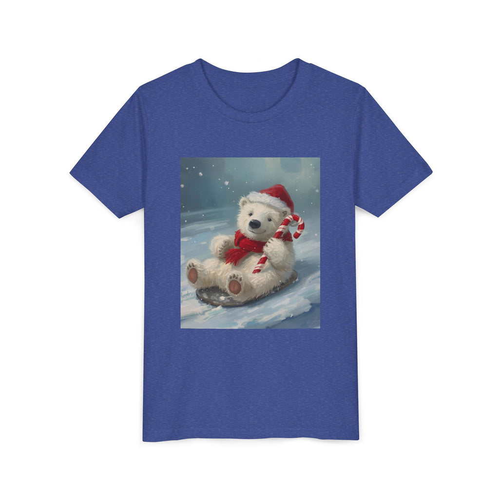Cute Christmas Bear Youth Short Sleeve Tee