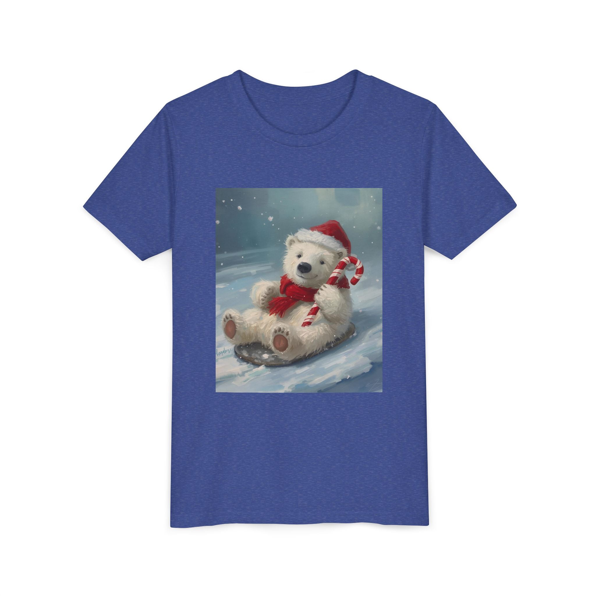 Cute Christmas Bear Youth Short Sleeve Tee