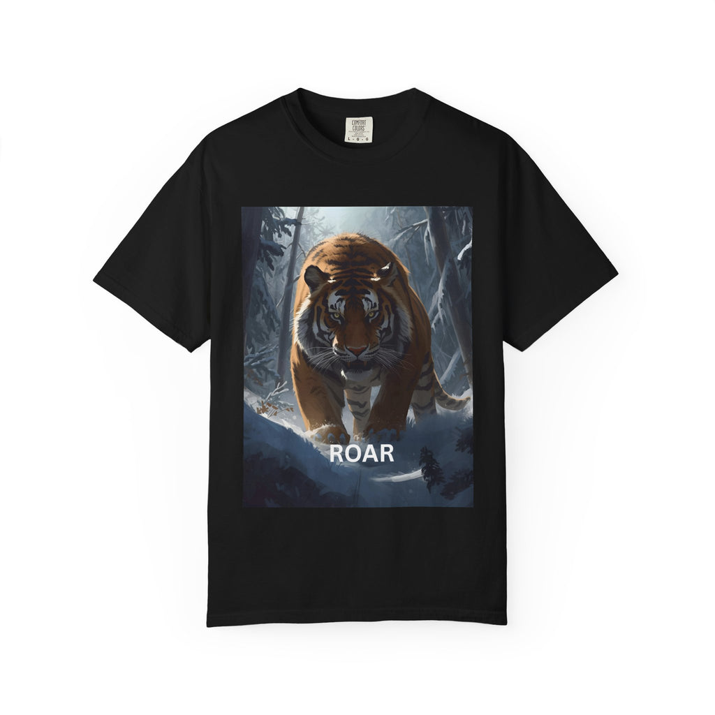 Tiger Roar Snow Unisex T-Shirt, Animal Lover Gift, Wildlife Tee, Casual Wear, Adventure Shirt, Nature Inspired Apparel