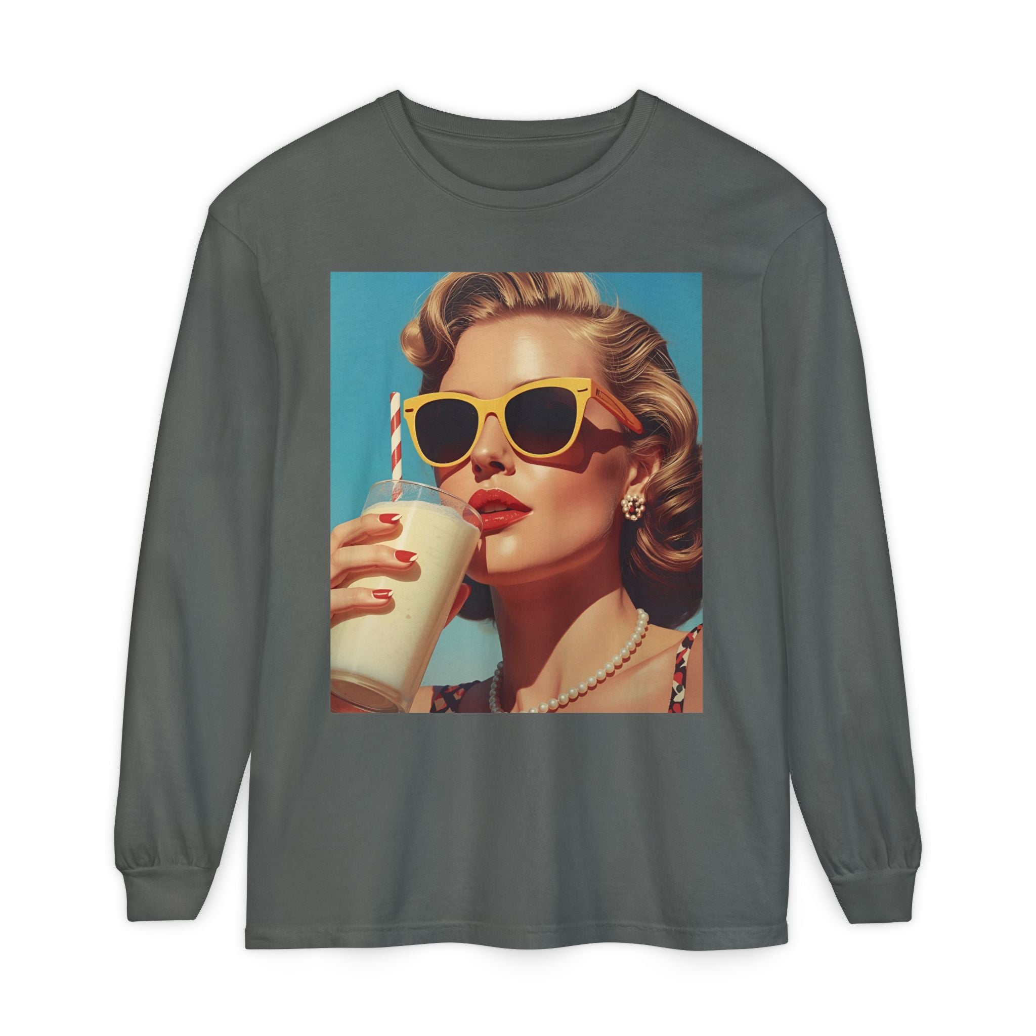 Retro Pop Art Long Sleeve T-Shirt, Vintage Graphic Tee, Fashion Top, Summer Style shirt, Gift for Art Lovers, Casual Wear