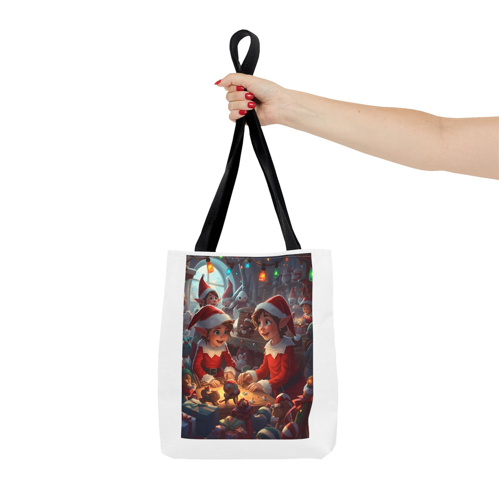Whimsical Christmas Tote Bag, Holiday Gift Bag, Festive Eco-Friendly Bag, Elf Design, Reusable Shopper, Cute Holiday Decor