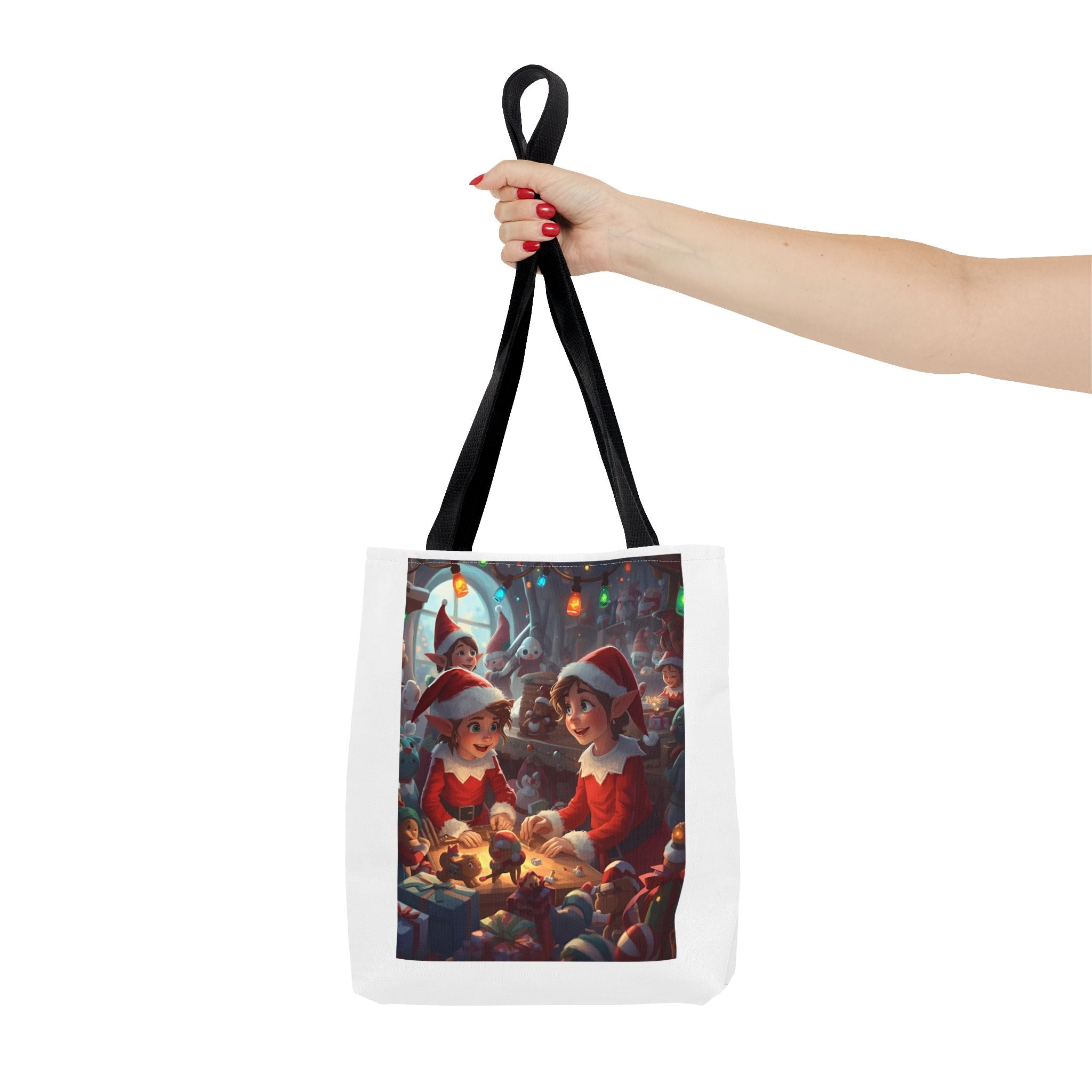 Whimsical Christmas Tote Bag, Holiday Gift Bag, Festive Eco-Friendly Bag, Elf Design, Reusable Shopper, Cute Holiday Decor