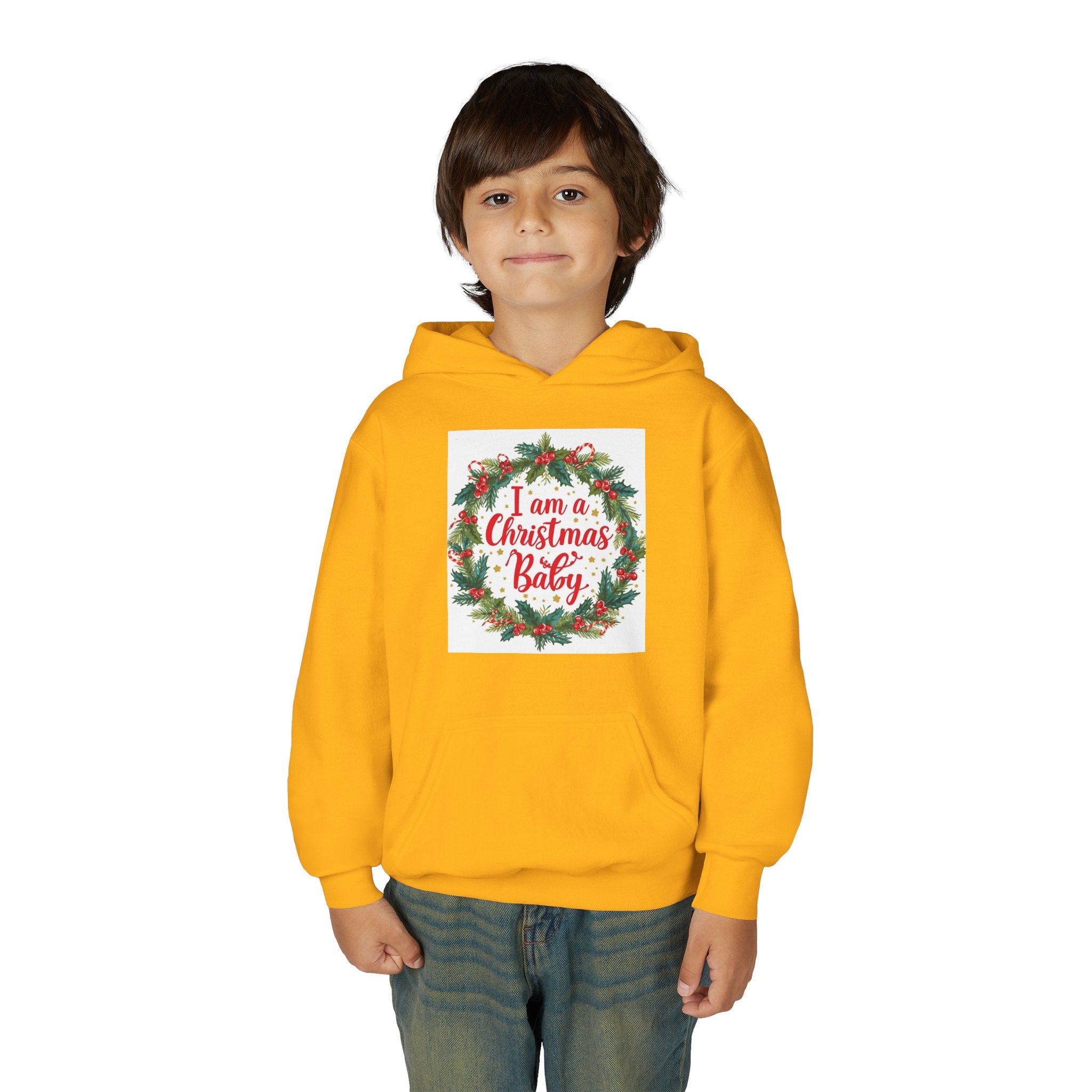 I Am A Christmas Baby Youth Heavy Blend Hooded Sweatshirt